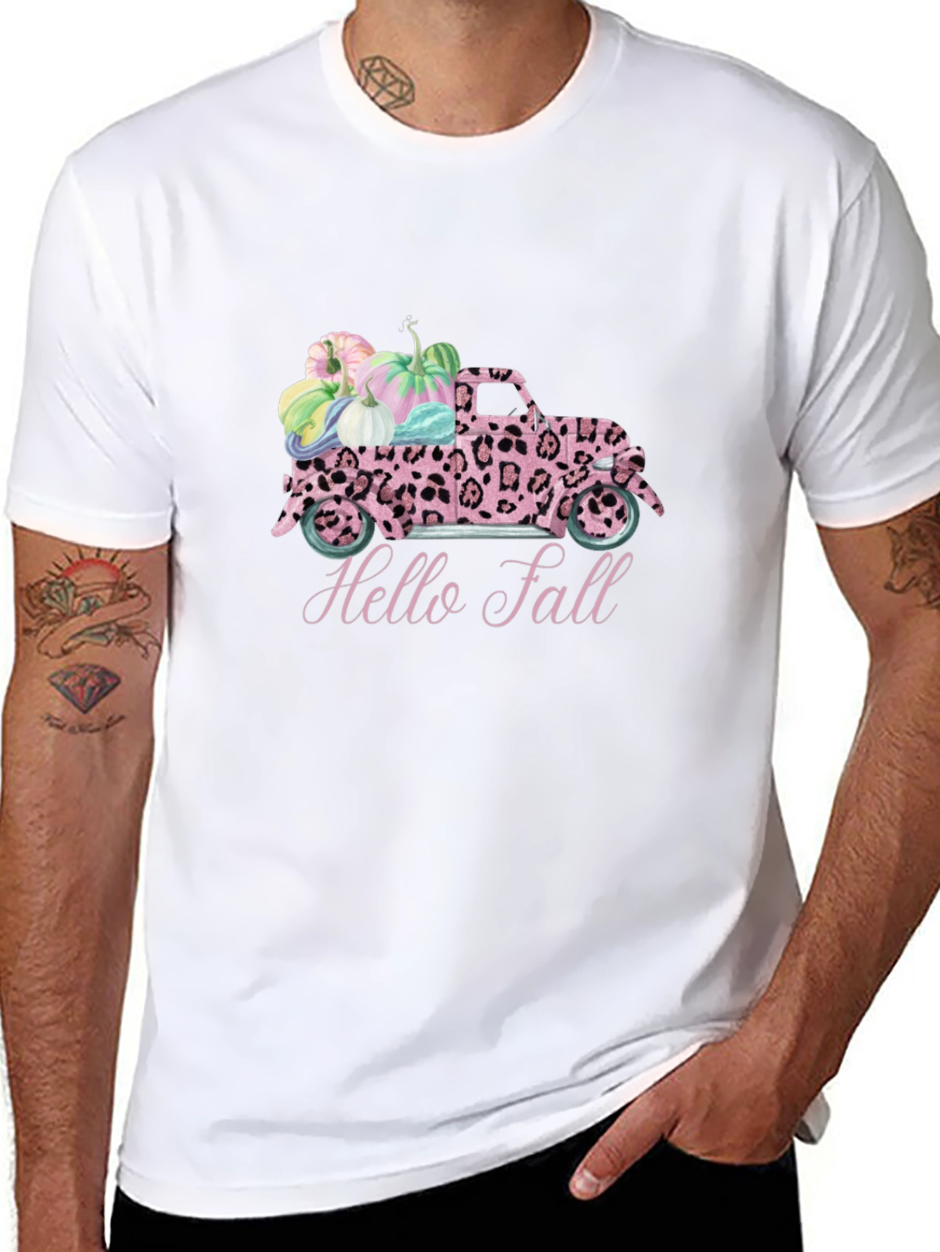 Hello Fall Leopard Truck T-Shirt