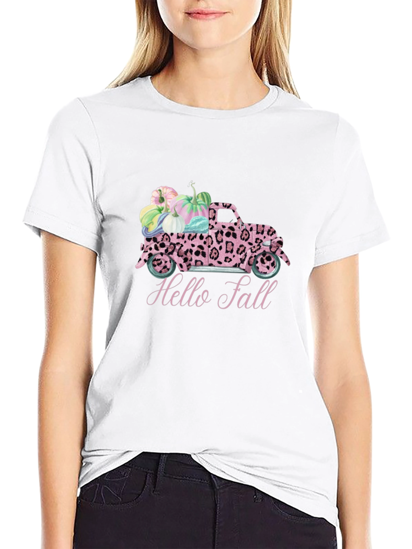 Hello Fall Leopard Truck T-Shirt