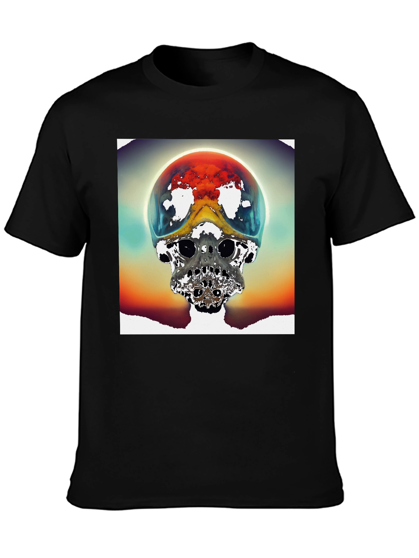 Surreal Skull Graphic Tee - Unique Sci-Fi Design