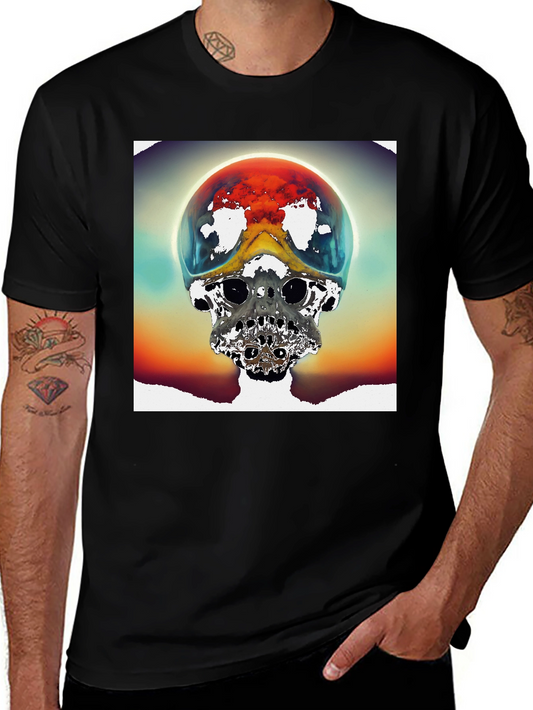 Surreal Skull Graphic Tee - Unique Sci-Fi Design