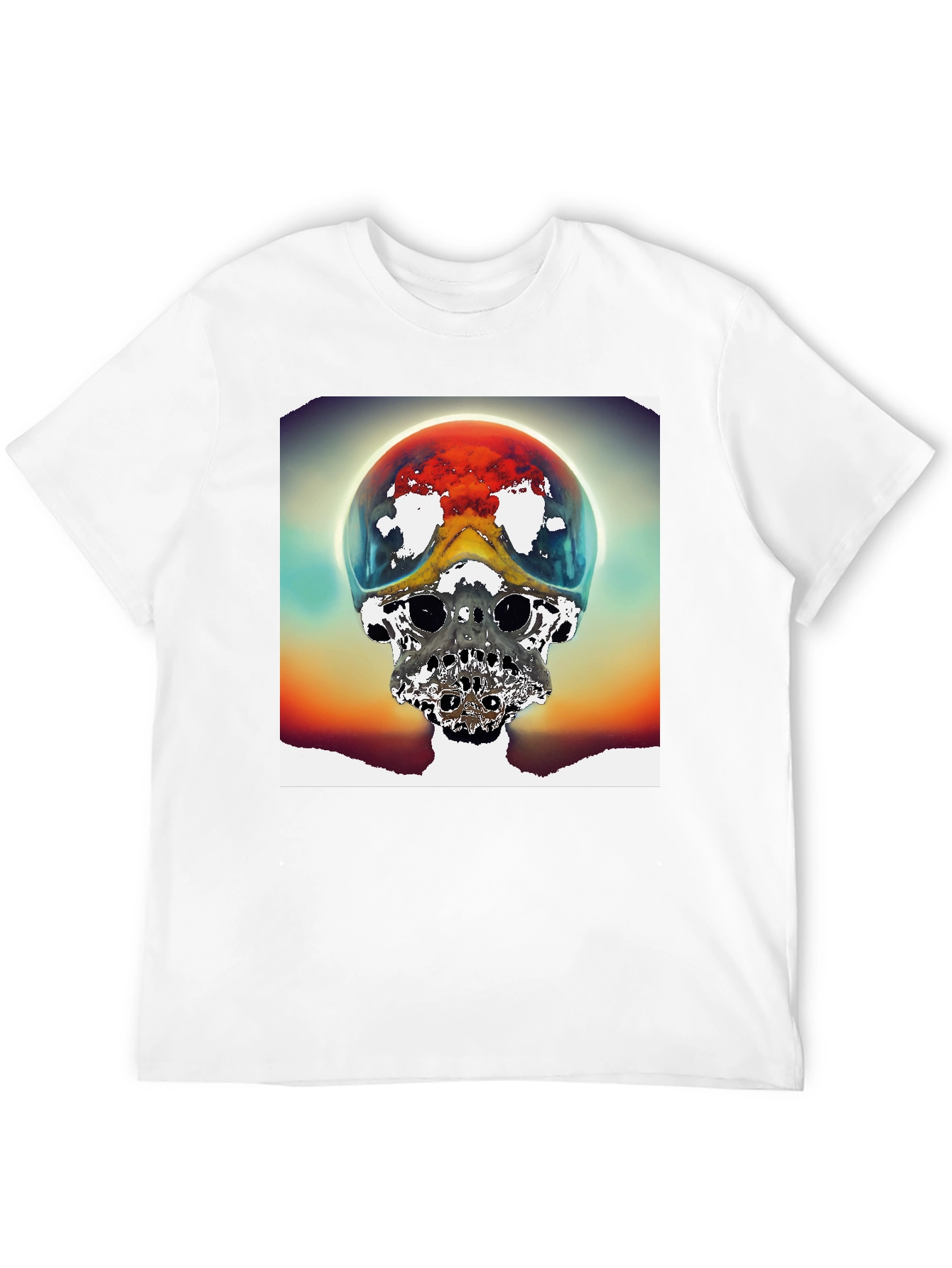 Surreal Skull Graphic Tee - Unique Sci-Fi Design