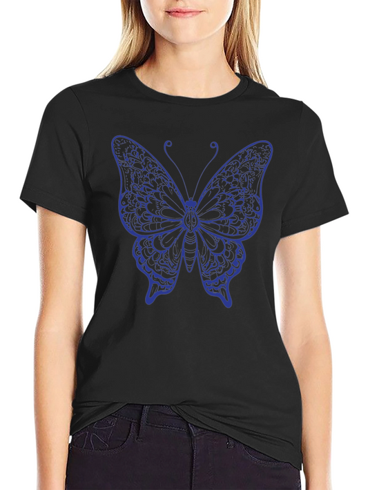 Butterfly Graphic Tee - Black Cotton T-Shirt