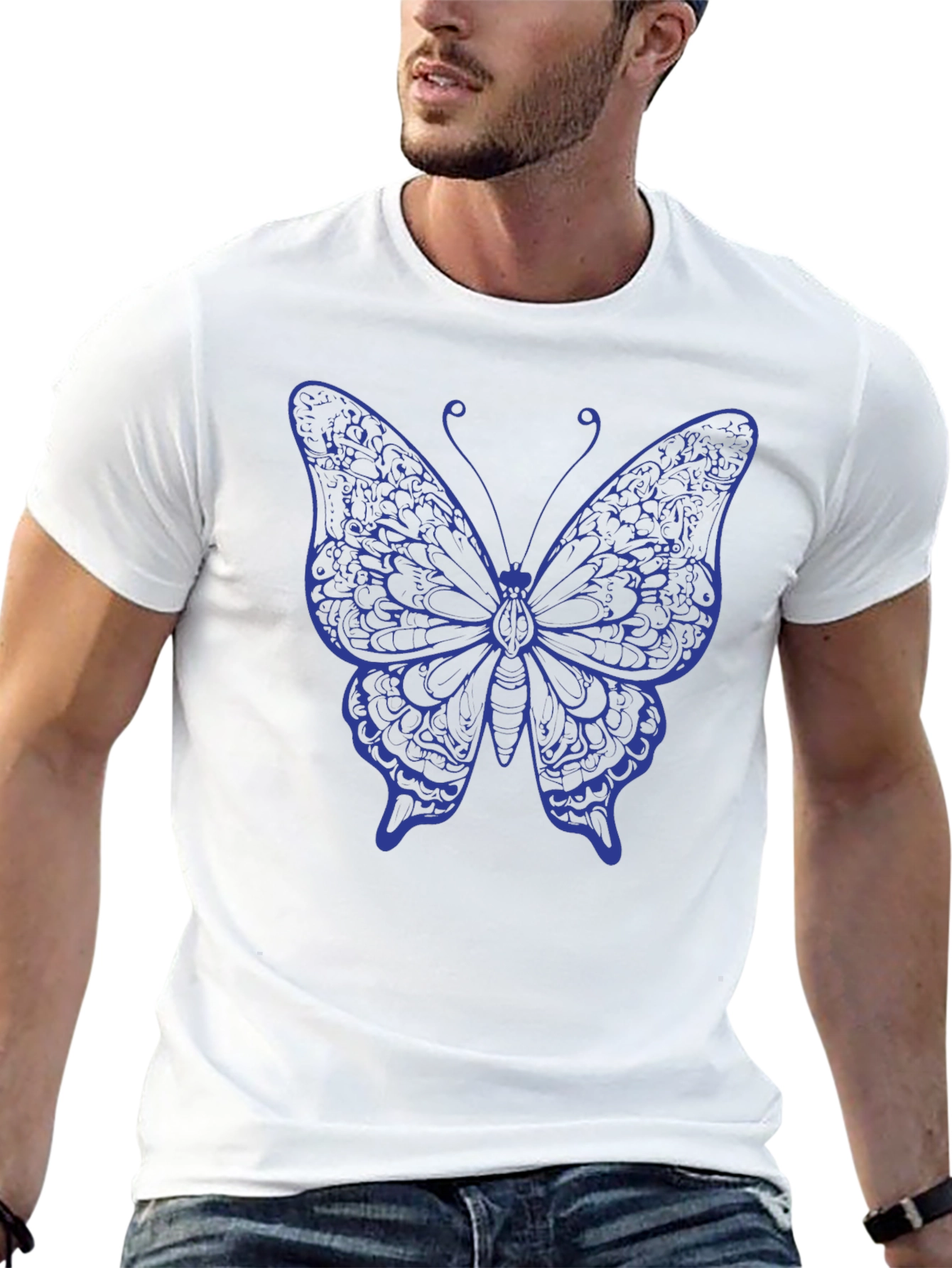 Butterfly Graphic Tee - Black Cotton T-Shirt