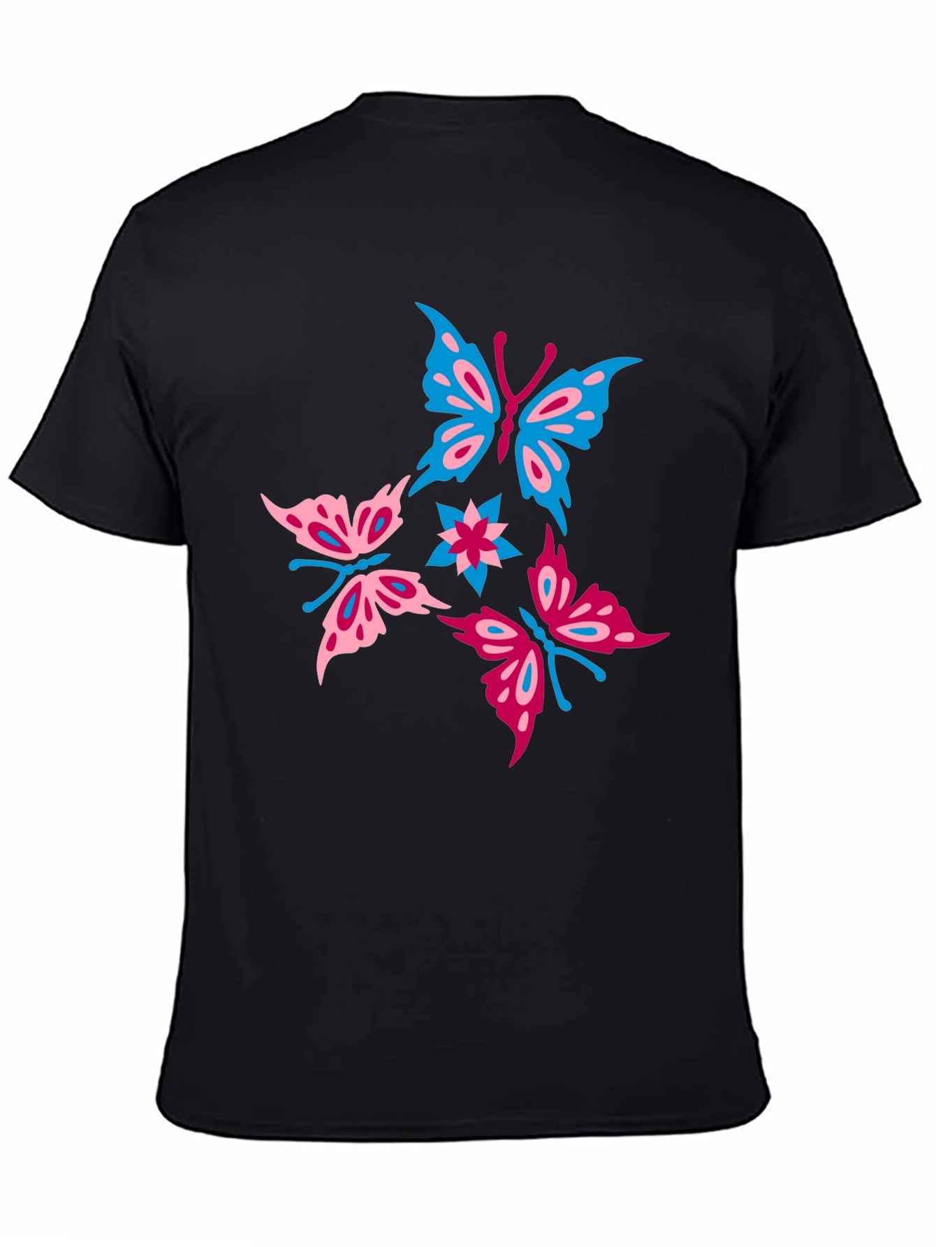 Butterfly Graphic Print Black T-Shirt