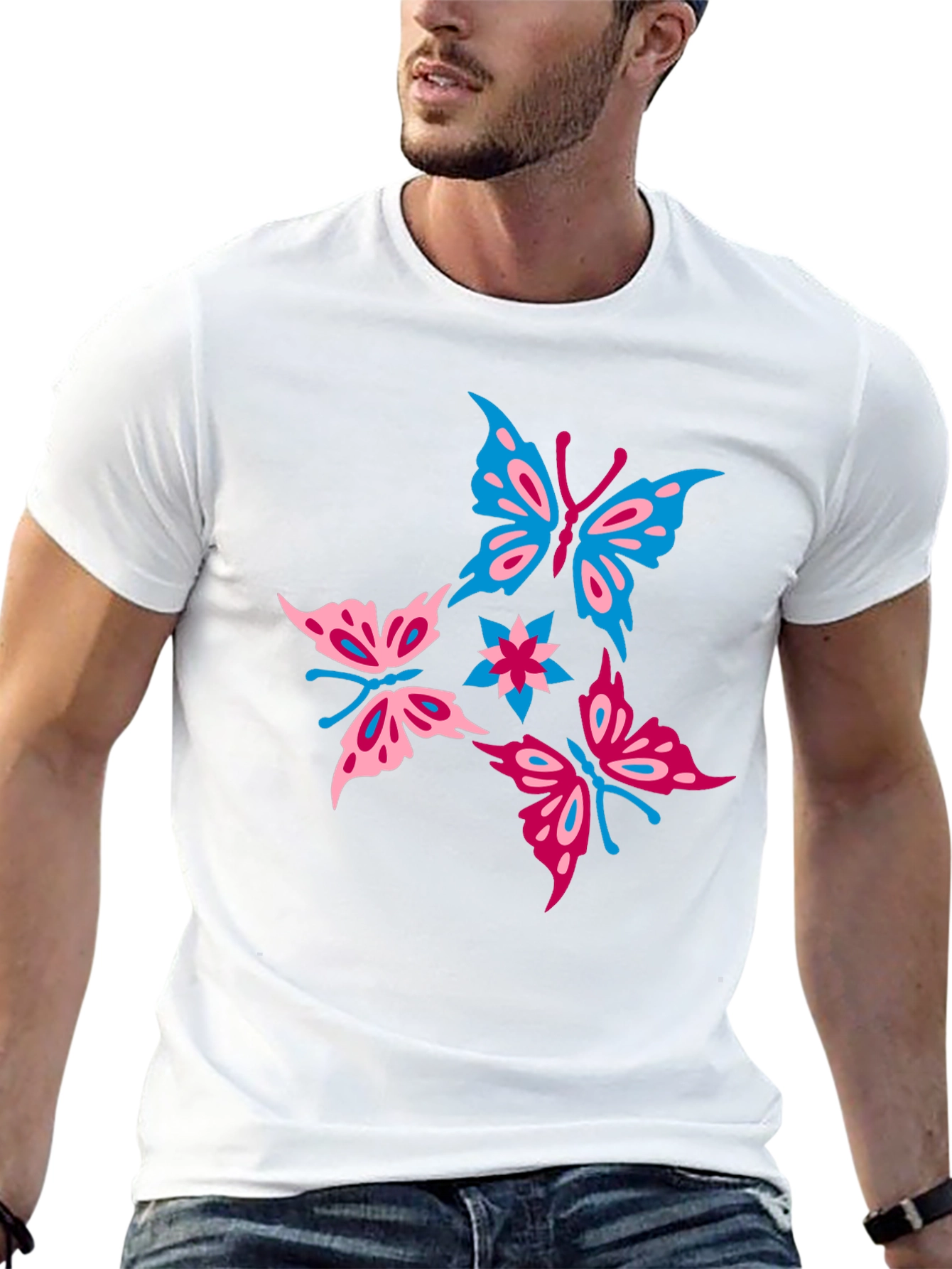 Butterfly Graphic Print Black T-Shirt