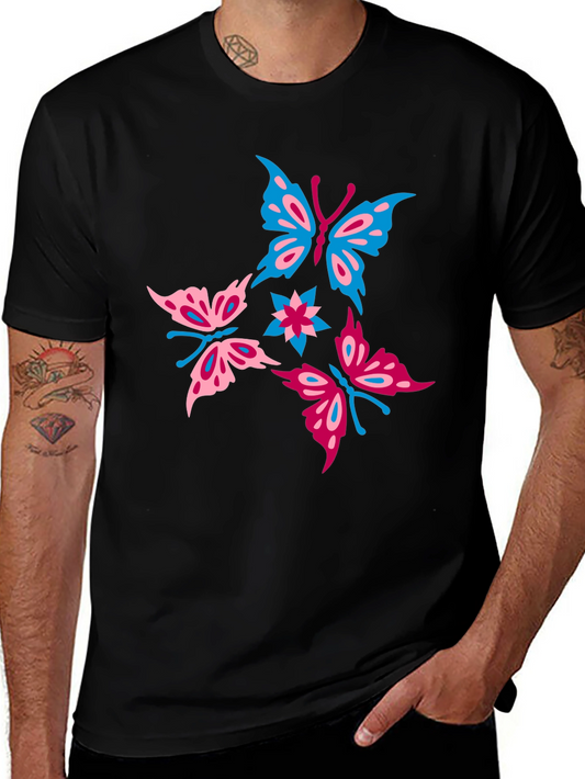 Butterfly Graphic Print Black T-Shirt