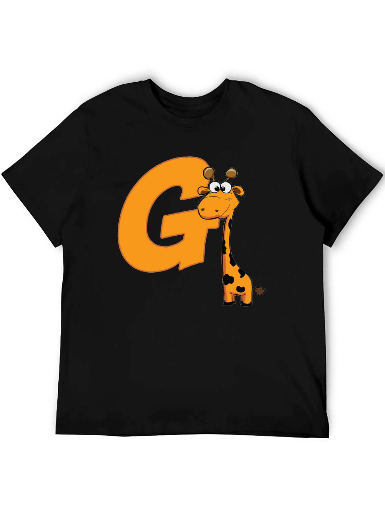 Fun Giraffe Initial G Black T-Shirt