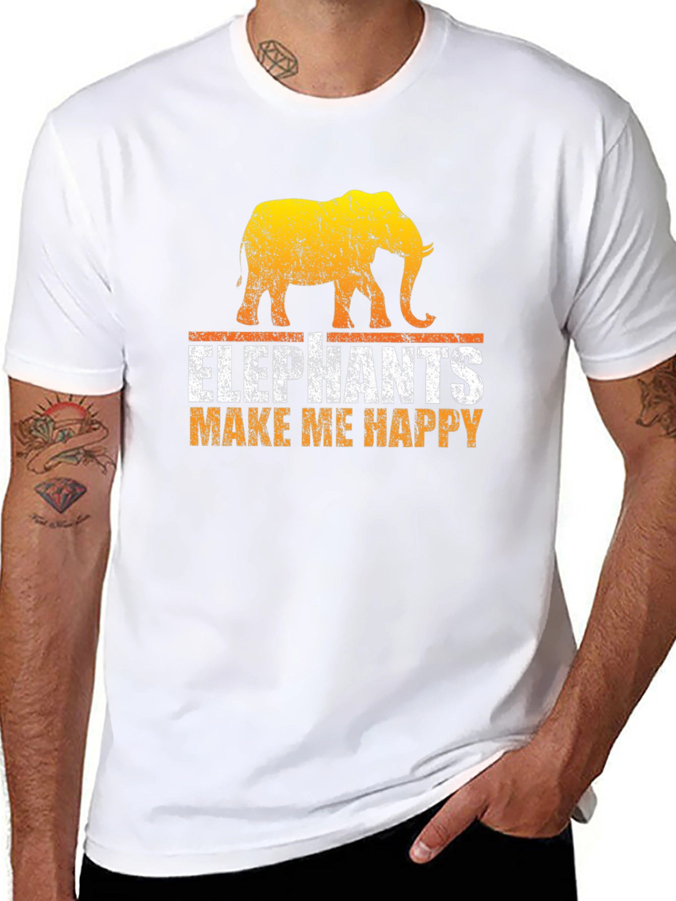 Elephant Graphic Tee - Make Me Happy Black T-Shirt