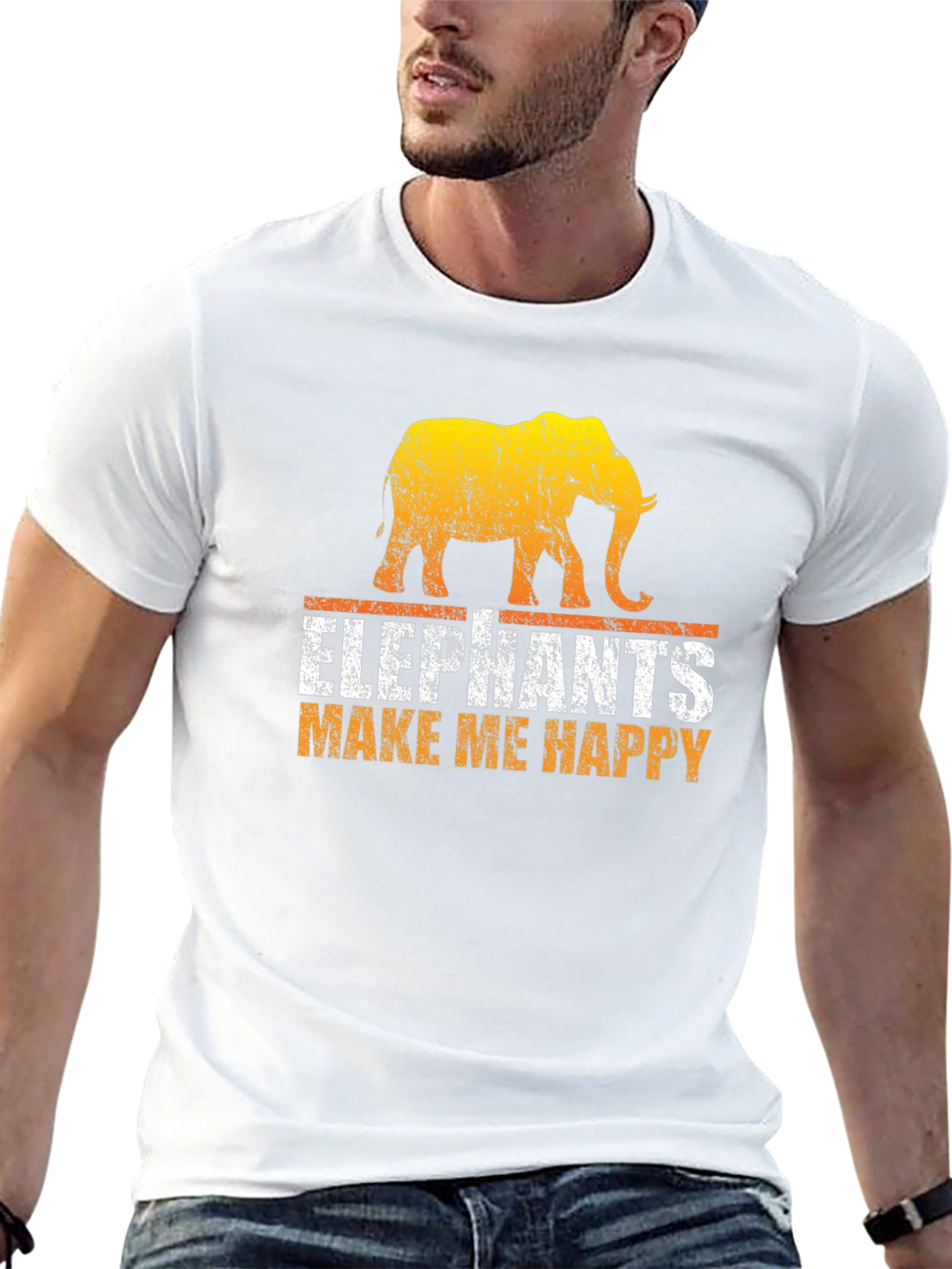 Elephant Graphic Tee - Make Me Happy Black T-Shirt