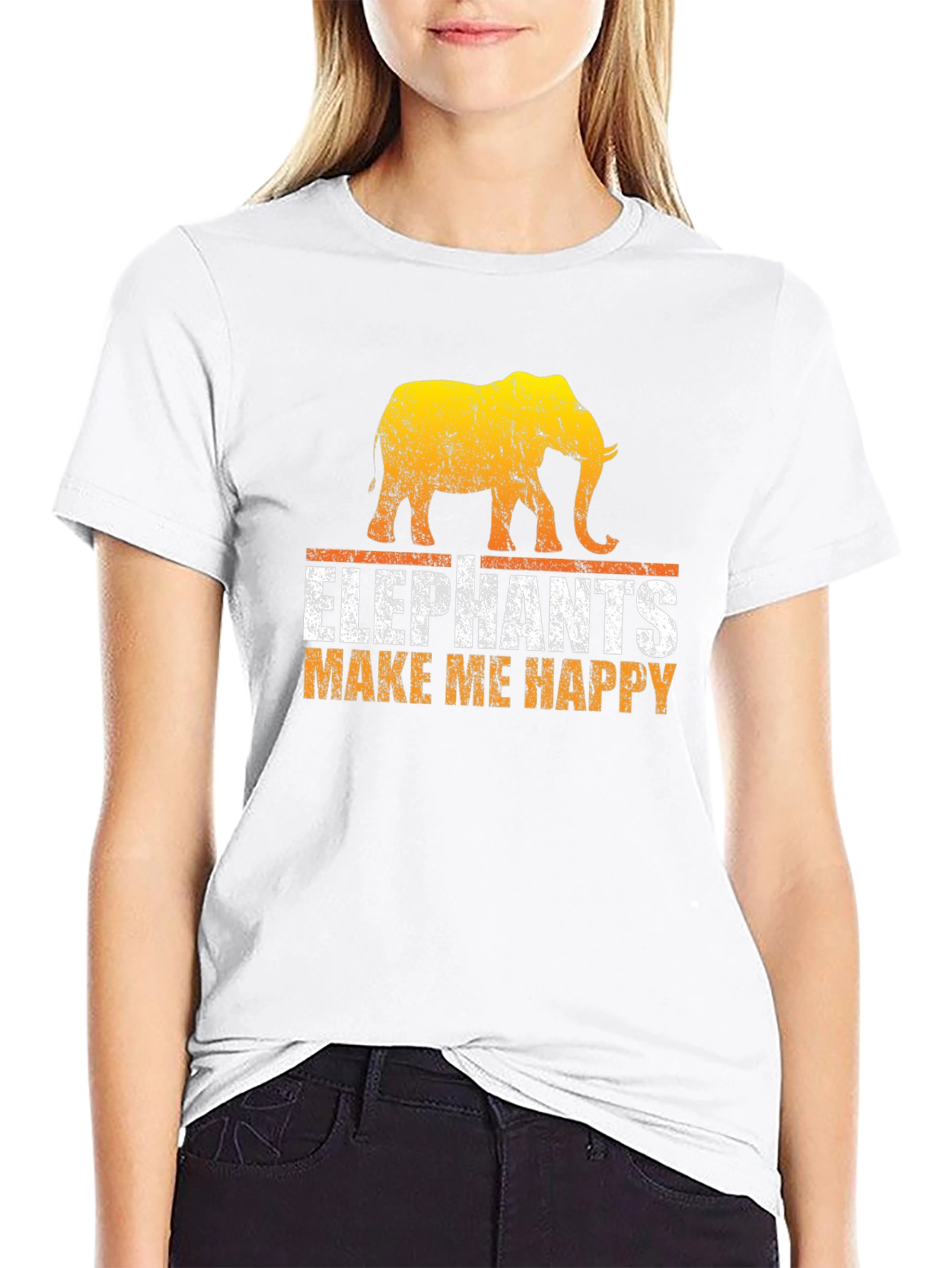 Elephant Graphic Tee - Make Me Happy Black T-Shirt
