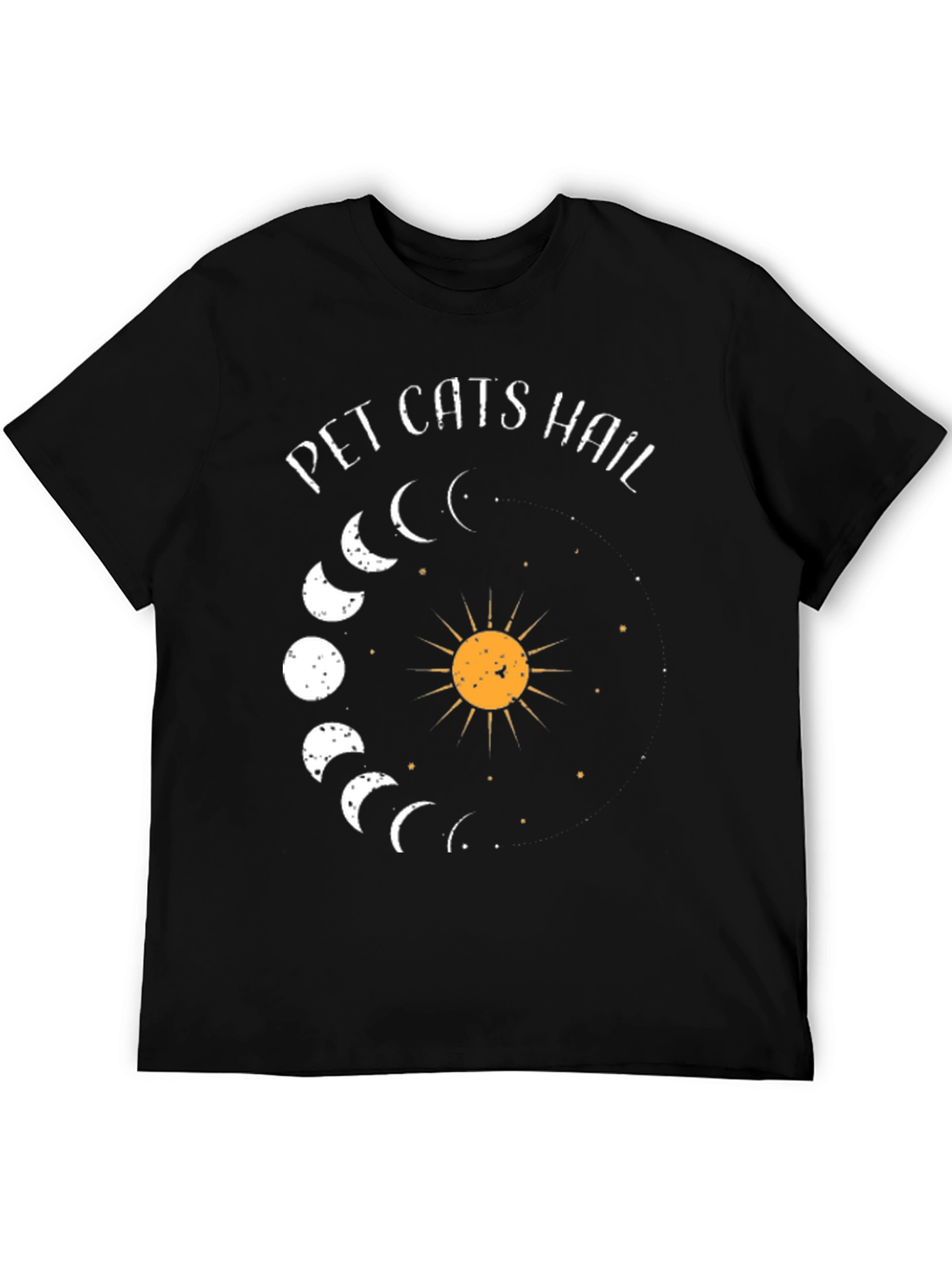 Pet Cats Hail Moon Phase Graphic Tee - Black