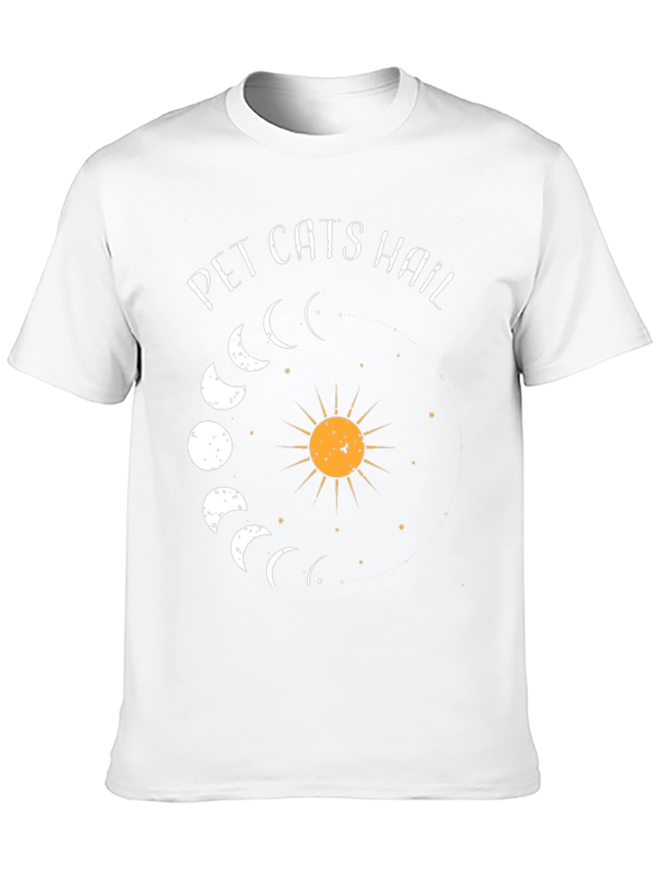 Pet Cats Hail Moon Phase Graphic Tee - Black