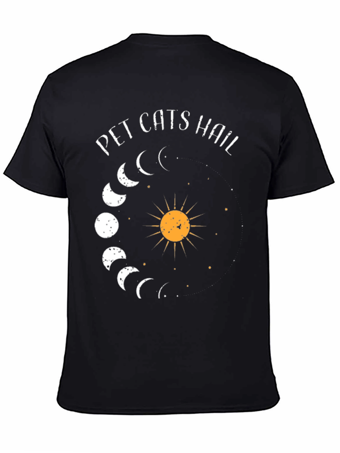 Pet Cats Hail Moon Phase Graphic Tee - Black