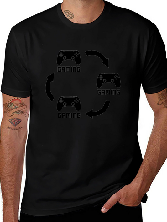 Gaming Cycle Black T-Shirt - Gamer Gift