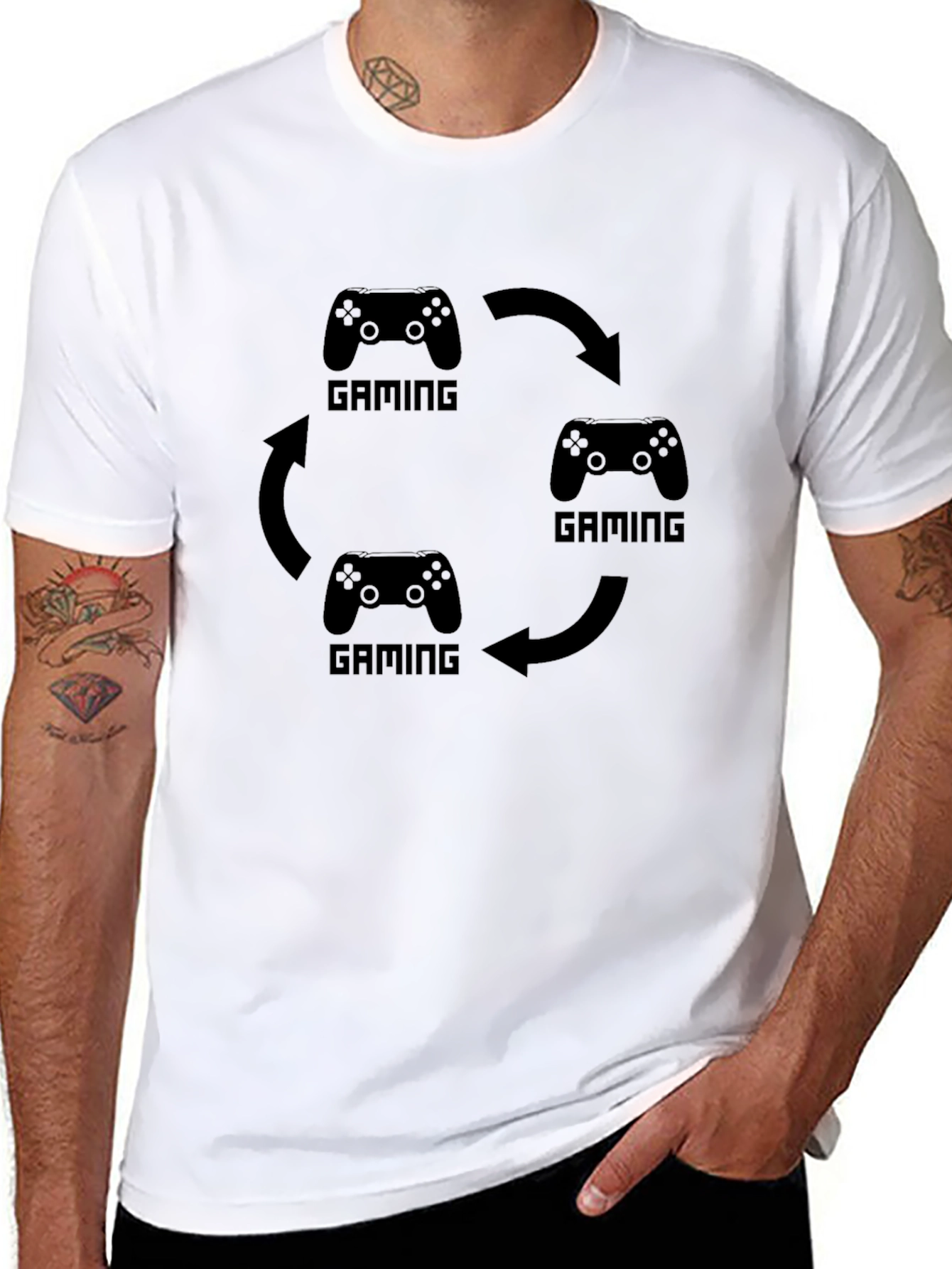 Gaming Cycle Black T-Shirt - Gamer Gift
