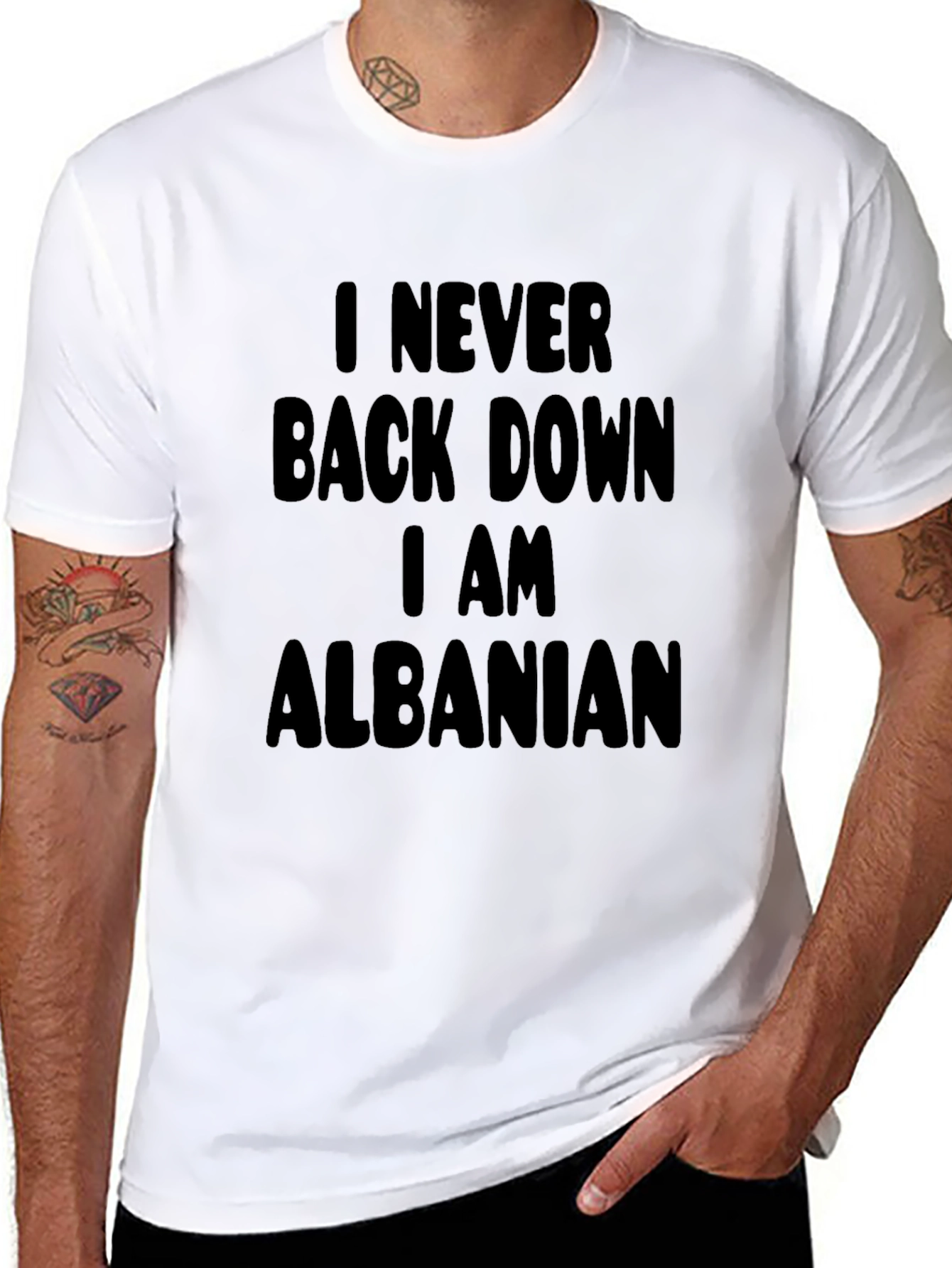 I Never Back Down I Am Albanian Black T-Shirt