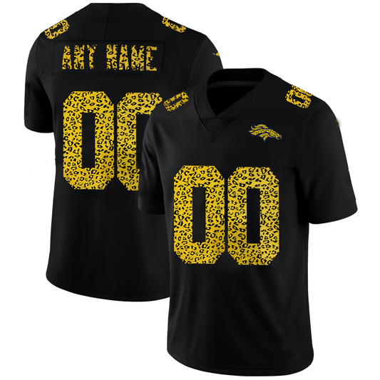 Custom1 Denver Broncos Leopard Print Fashion Vapor Limited Jerseys Black Stitched Jerseys  American Football Jerseys