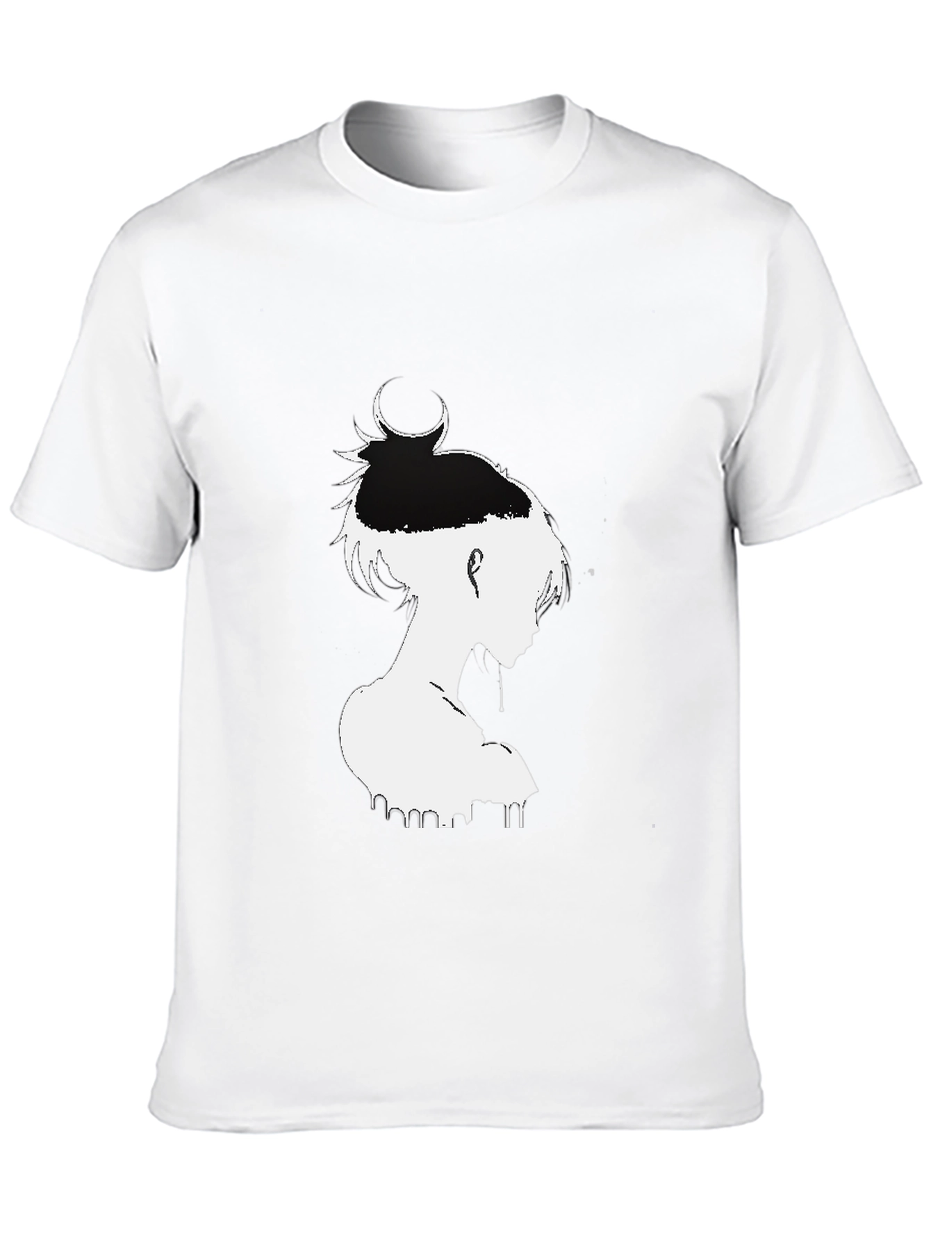 Black T-Shirt with White Anime Graphic