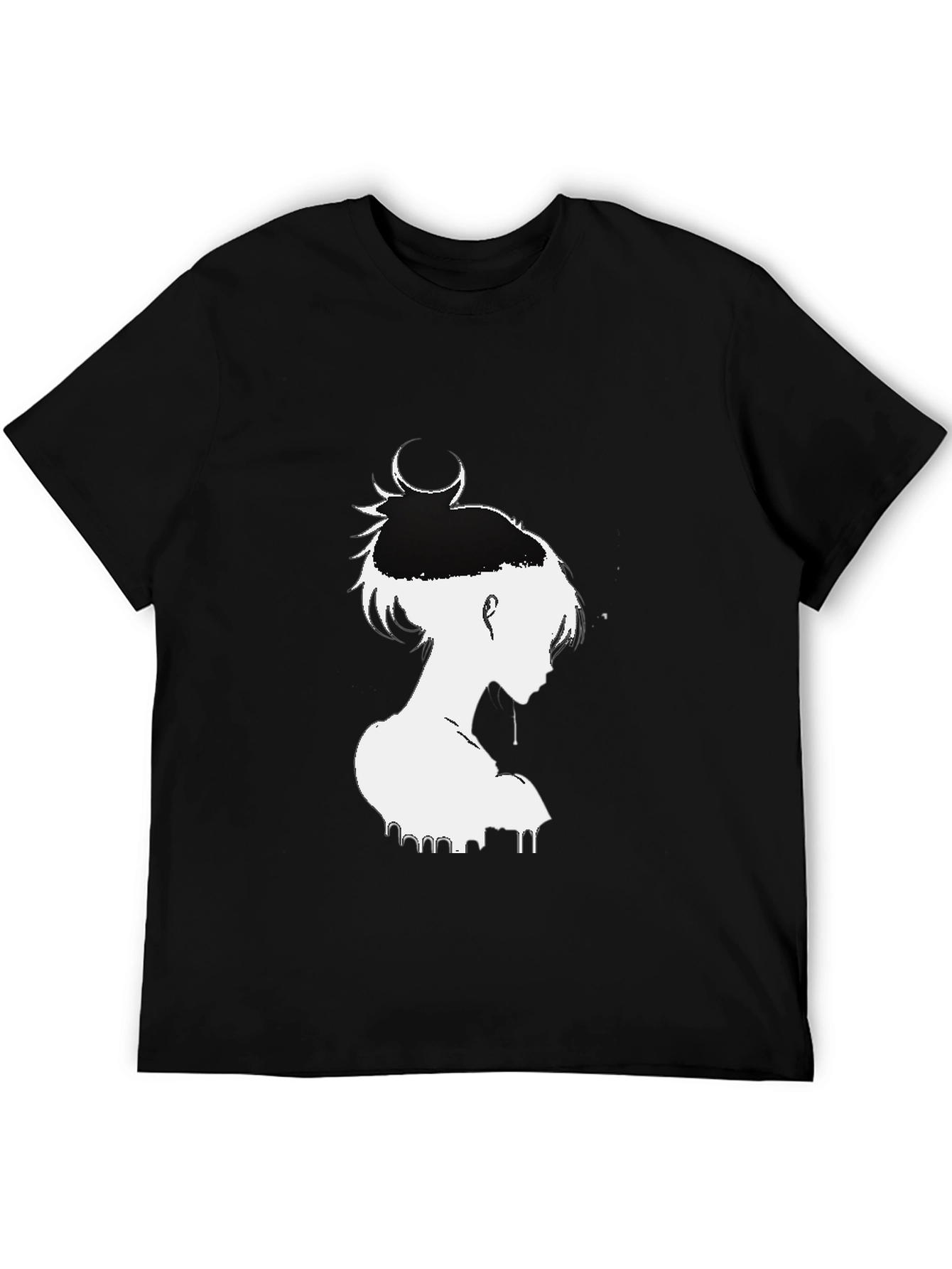 Black T-Shirt with White Anime Graphic
