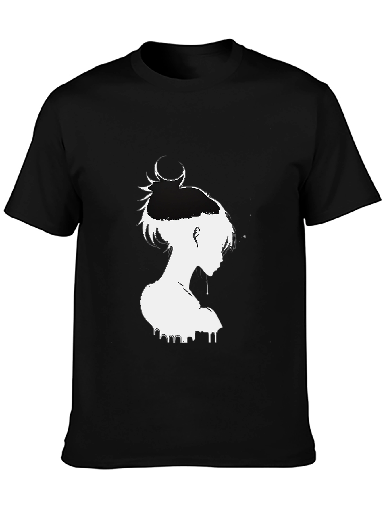 Black T-Shirt with White Anime Graphic