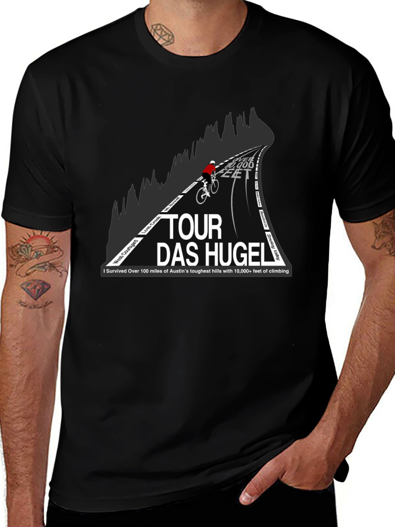 Tour Das Hugel Cycling T-Shirt - Austins Toughest Hills