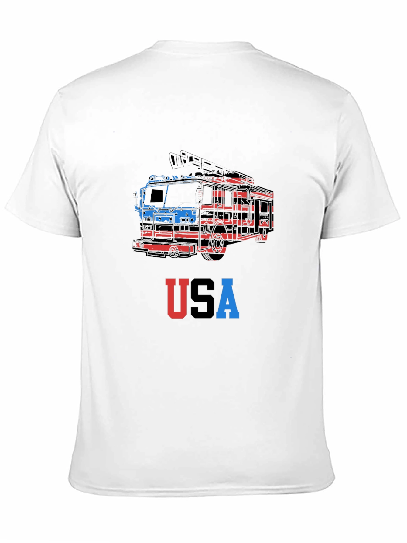 USA Firetruck Graphic Tee - Patriotic Style
