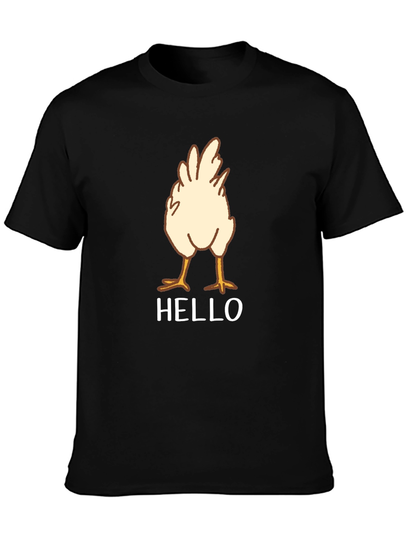 Chicken Butt Hello Black Graphic T-Shirt