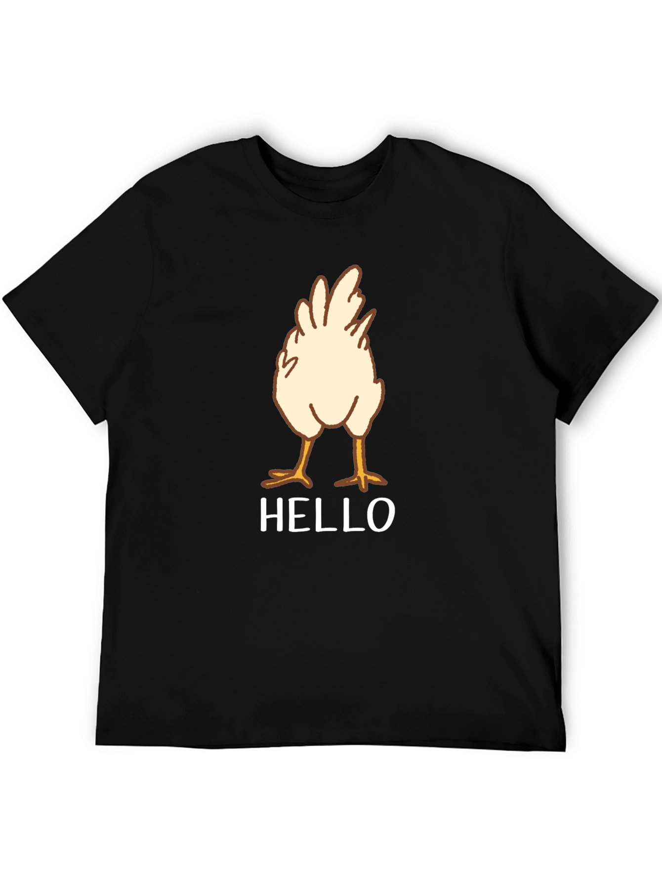 Chicken Butt Hello Black Graphic T-Shirt