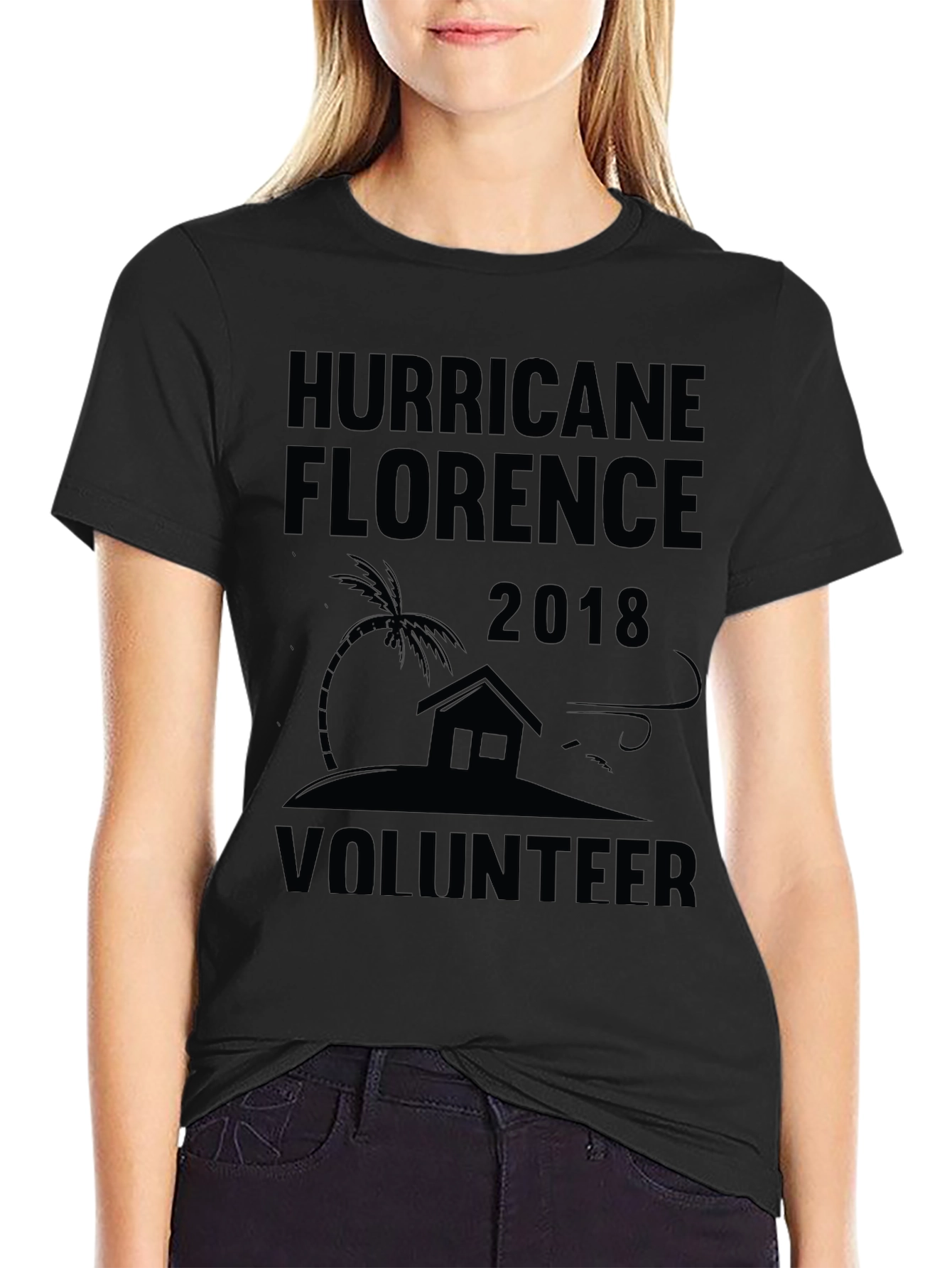 Hurricane Florence 2018 Volunteer Black T-Shirt