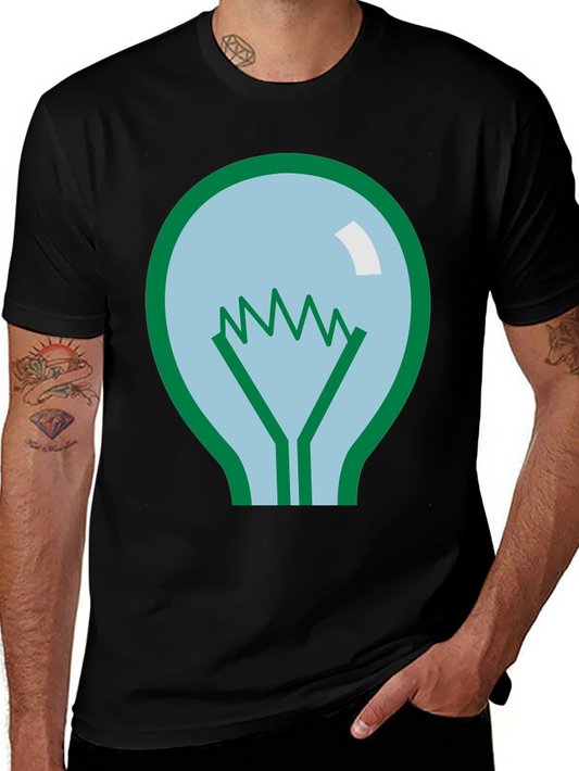 Lightbulb Graphic Tee - Black Cotton Casual Shirt