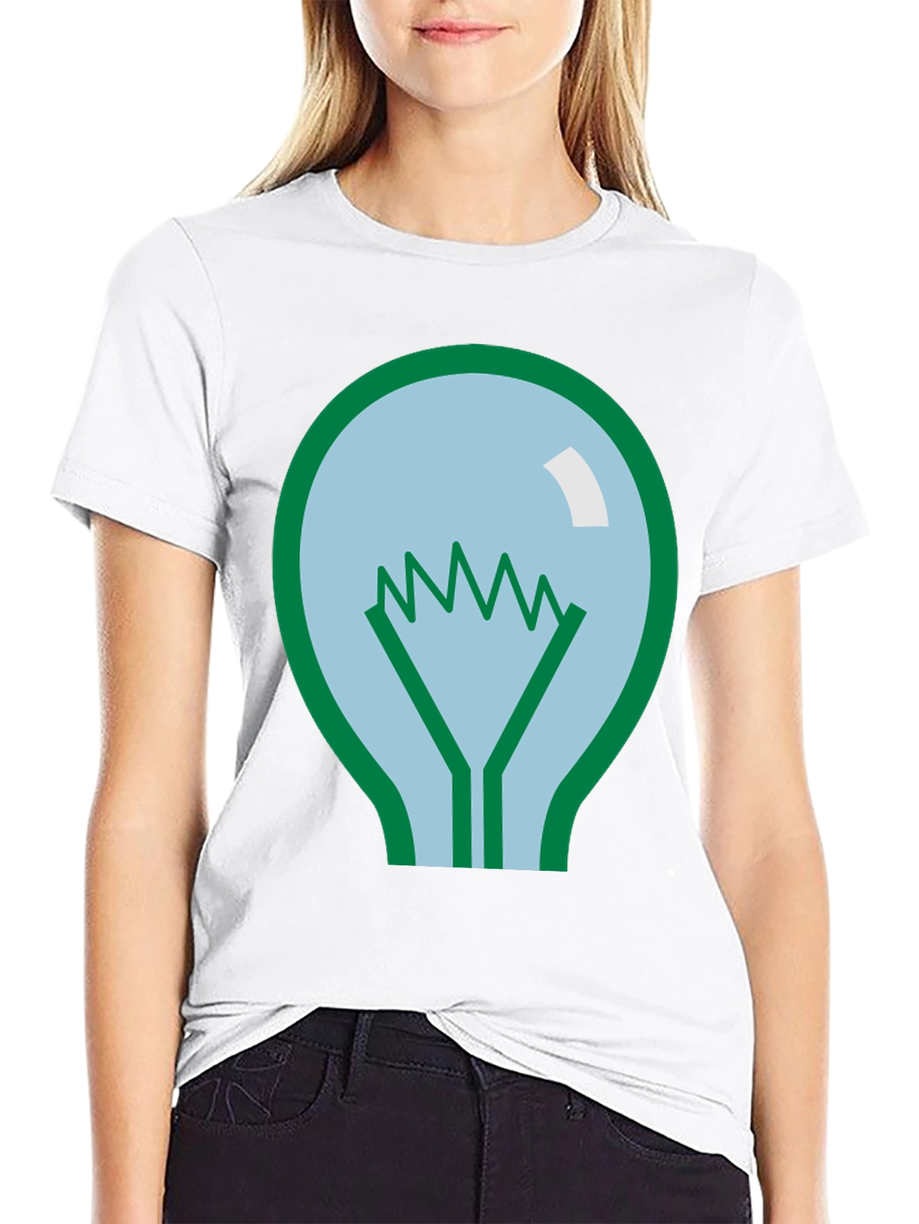 Lightbulb Graphic Tee - Black Cotton Casual Shirt