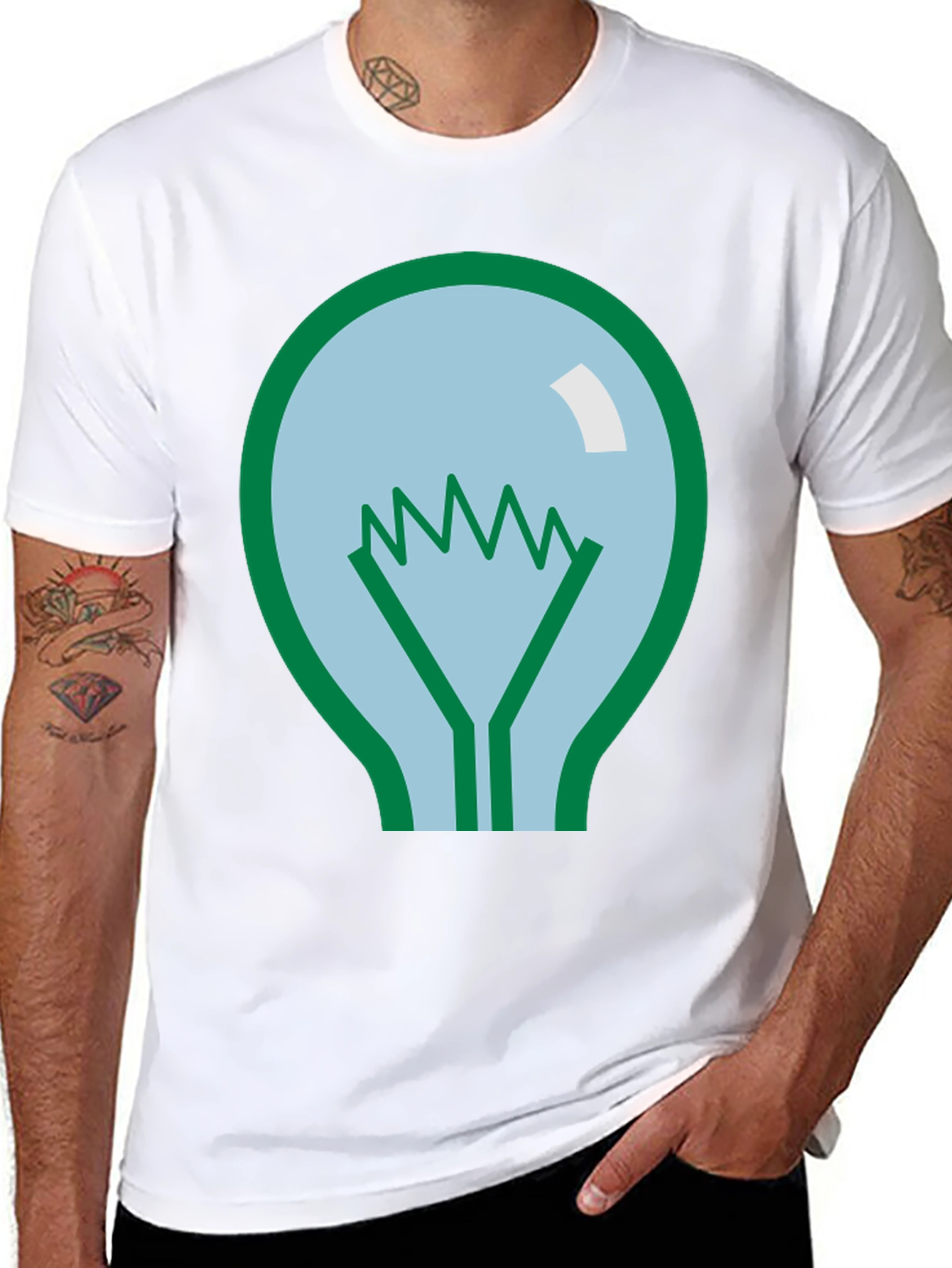 Lightbulb Graphic Tee - Black Cotton Casual Shirt