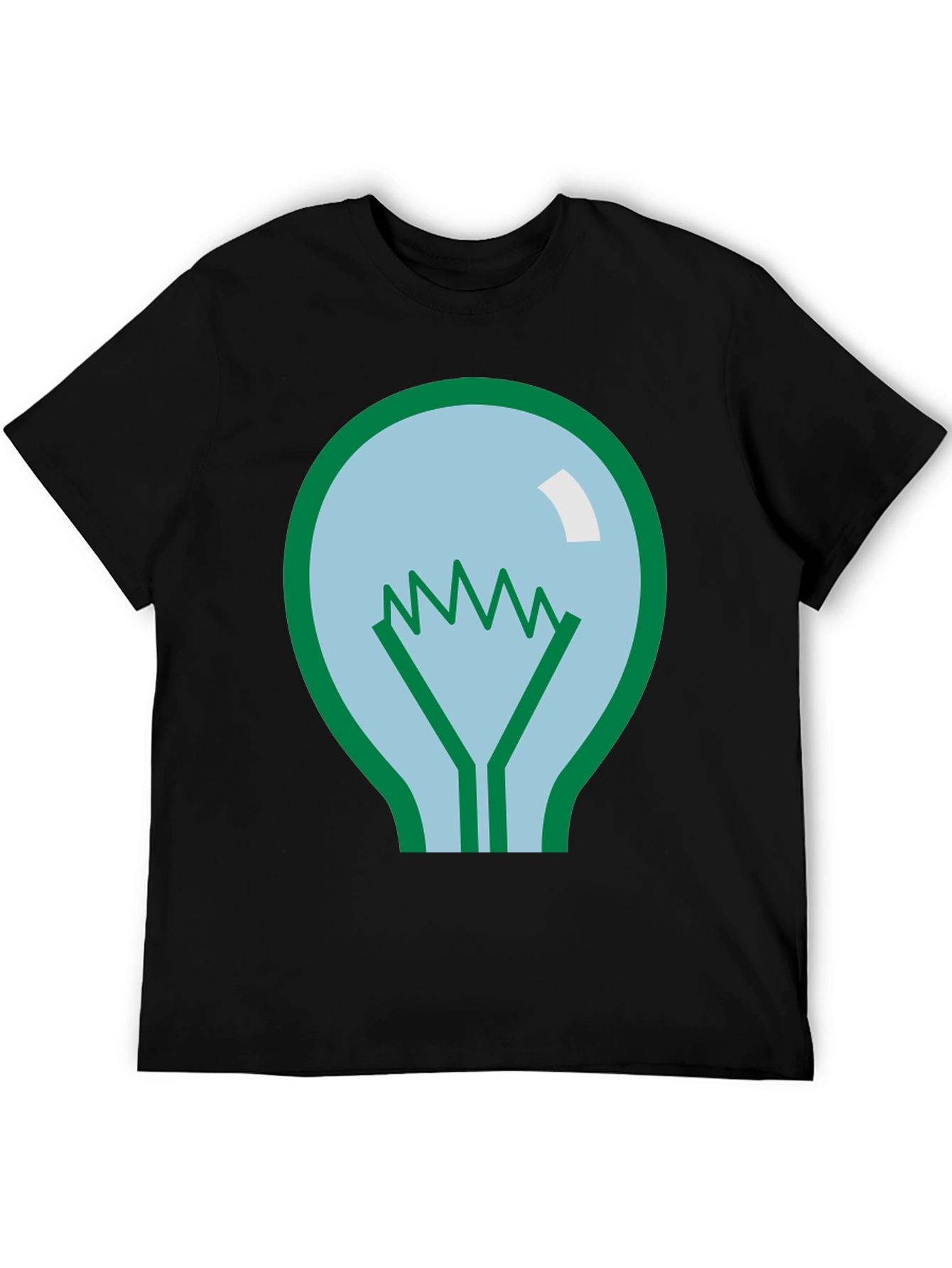 Lightbulb Graphic Tee - Black Cotton Casual Shirt