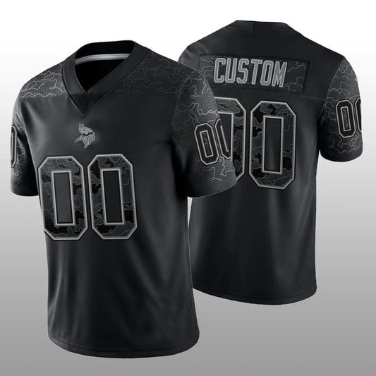 Custom1 Minnesota Vikings Stitched Black RFLCTV Limited Jerseys Football Jerseys
