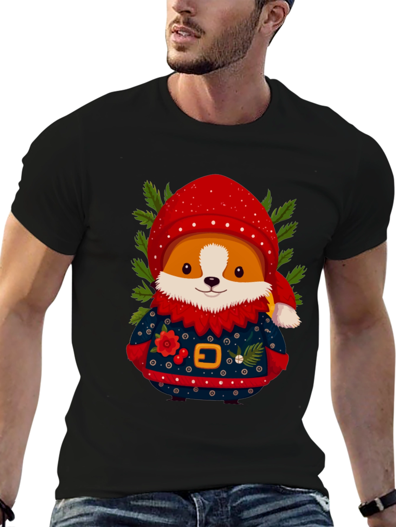 Festive Corgi Christmas T-Shirt