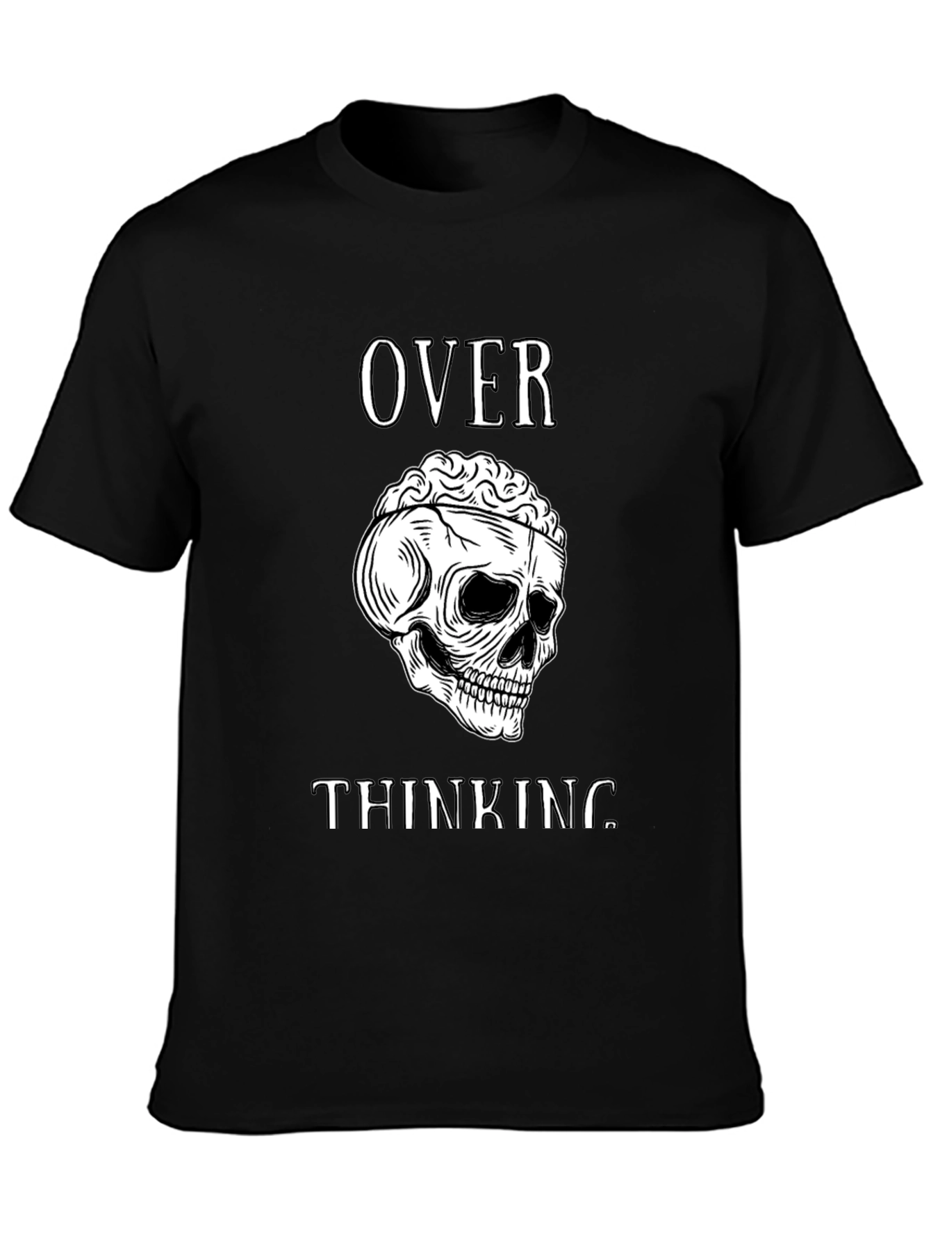 Overthinking Skull Graphic Tee - Mens Black T-Shirt