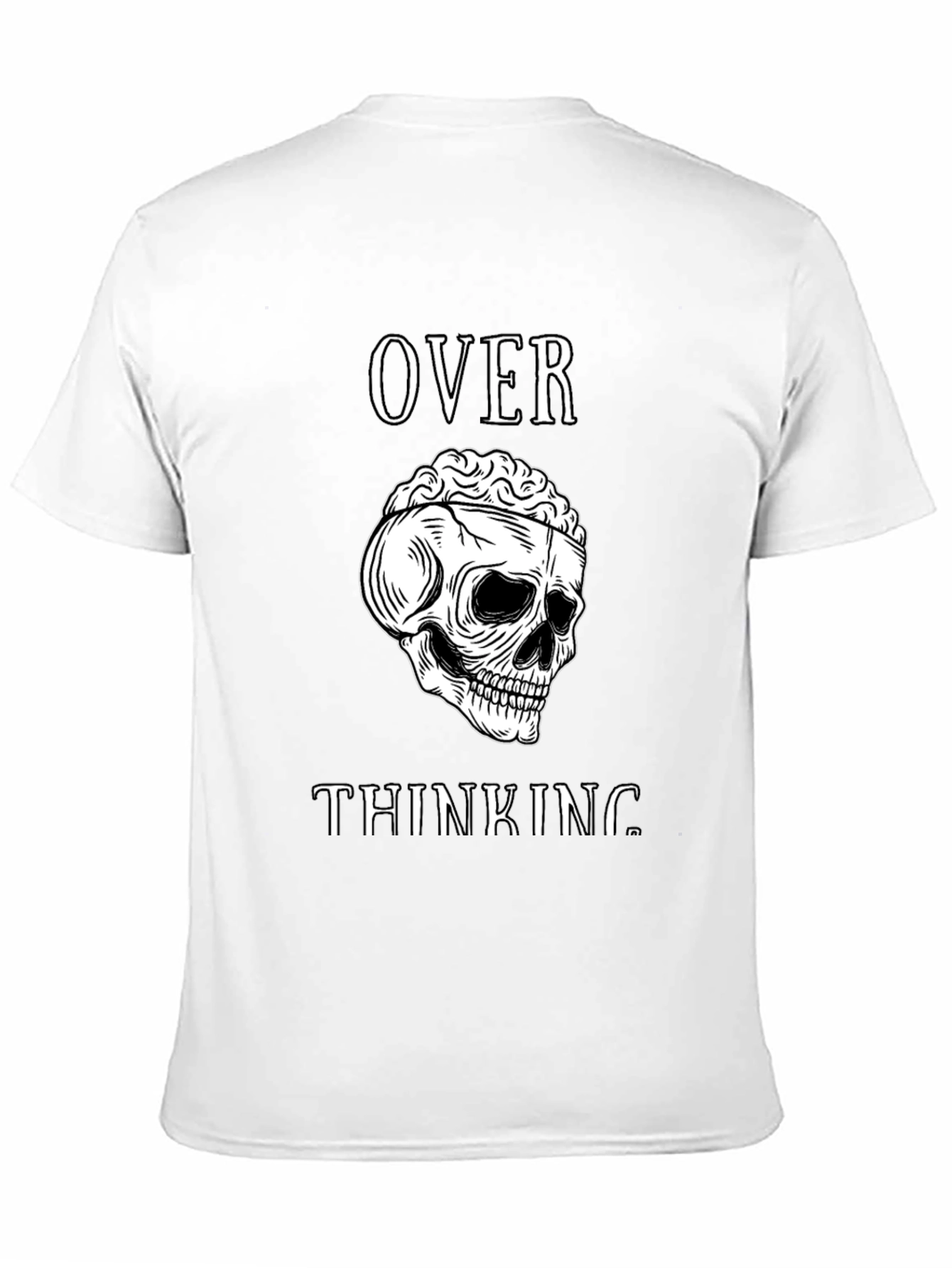 Overthinking Skull Graphic Tee - Mens Black T-Shirt