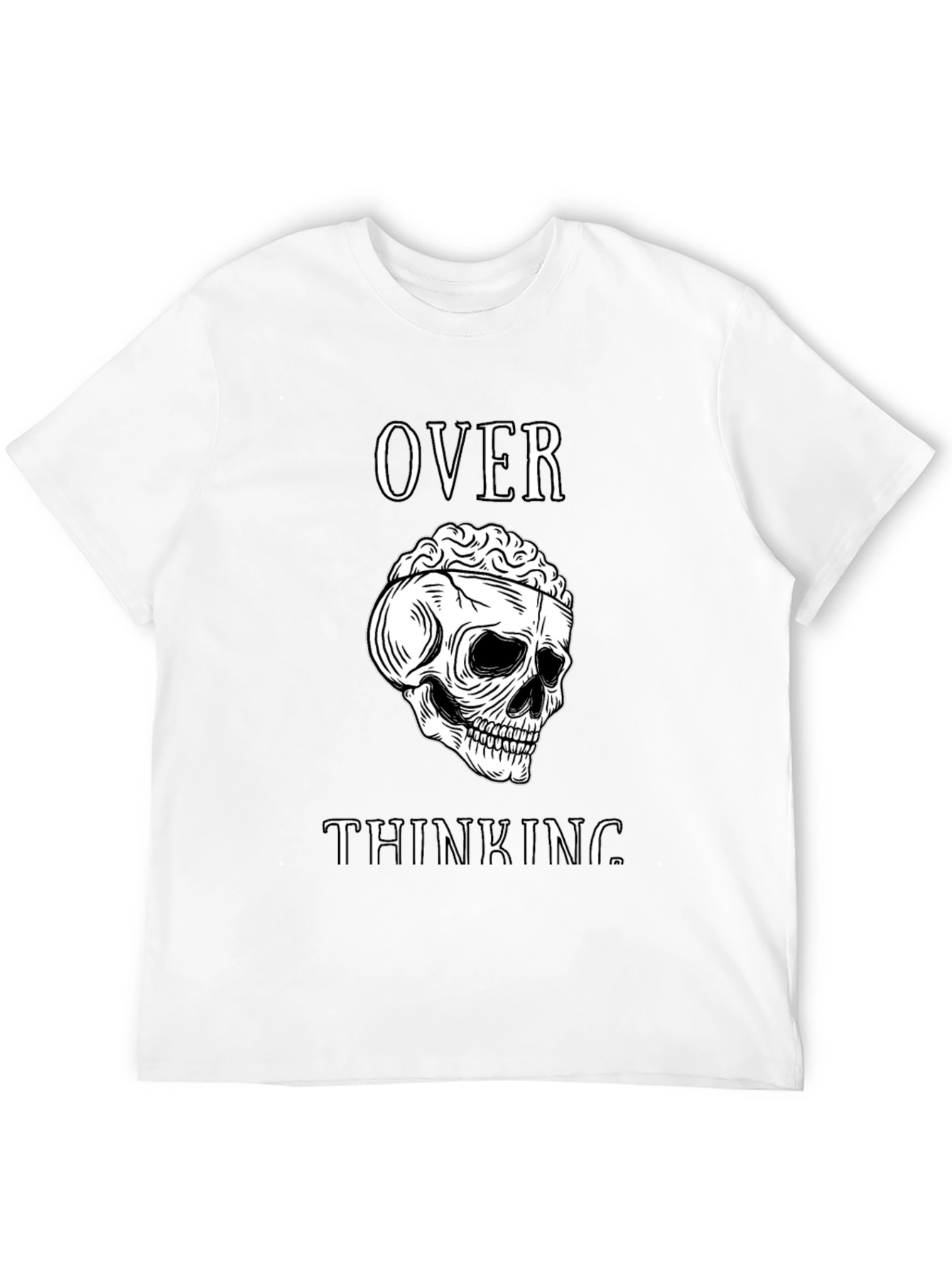 Overthinking Skull Graphic Tee - Mens Black T-Shirt