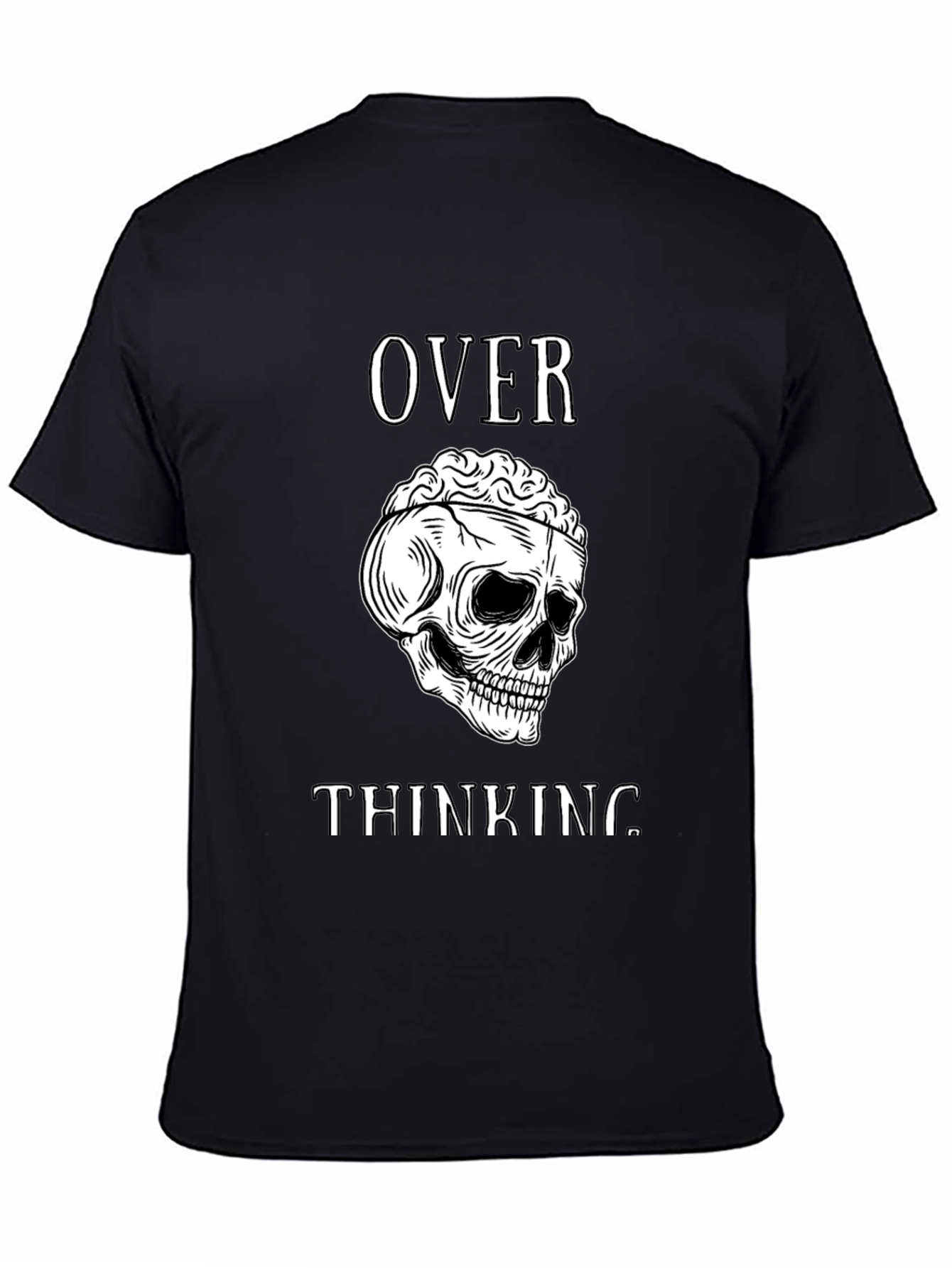 Overthinking Skull Graphic Tee - Mens Black T-Shirt