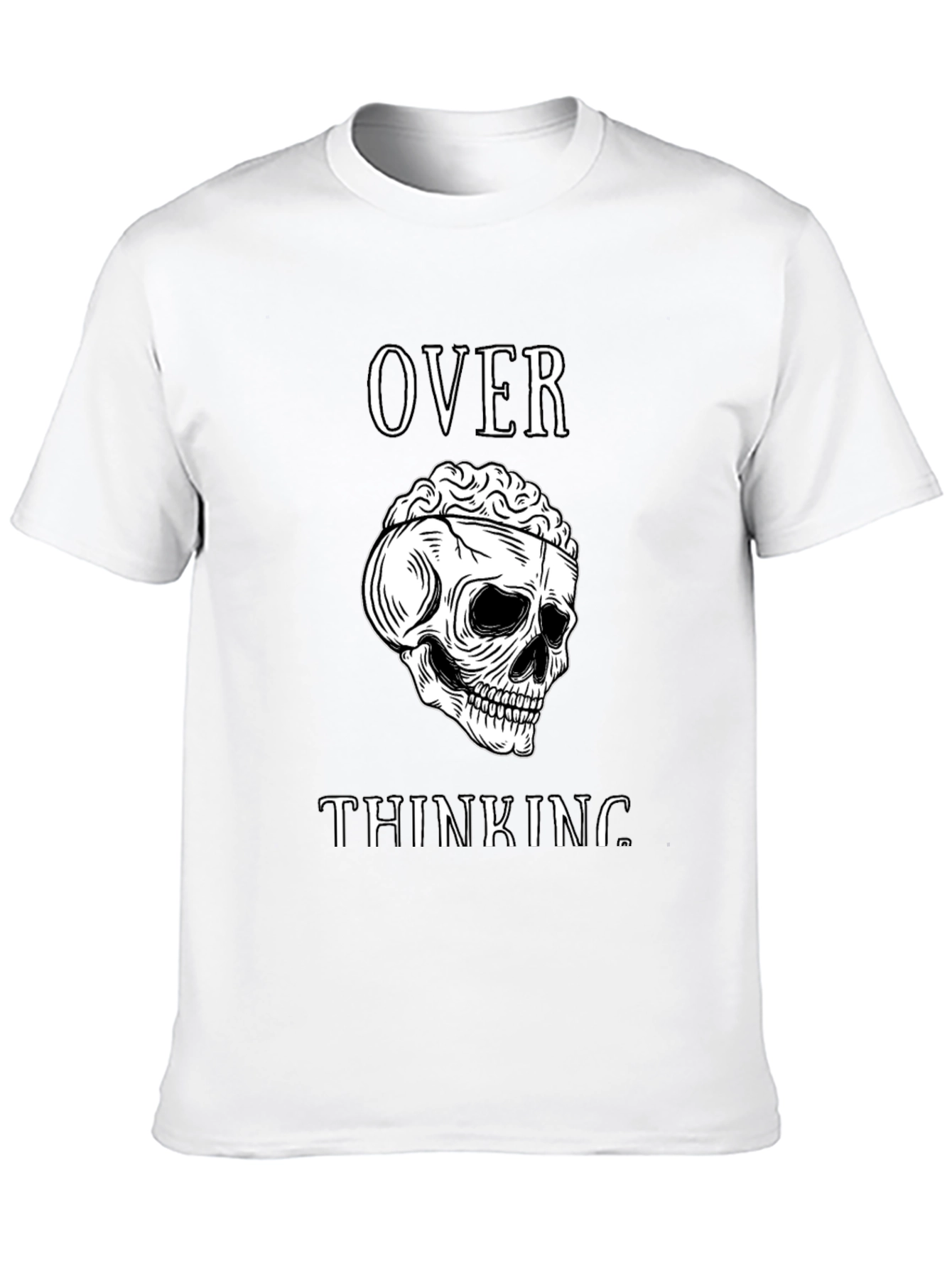 Overthinking Skull Graphic Tee - Mens Black T-Shirt