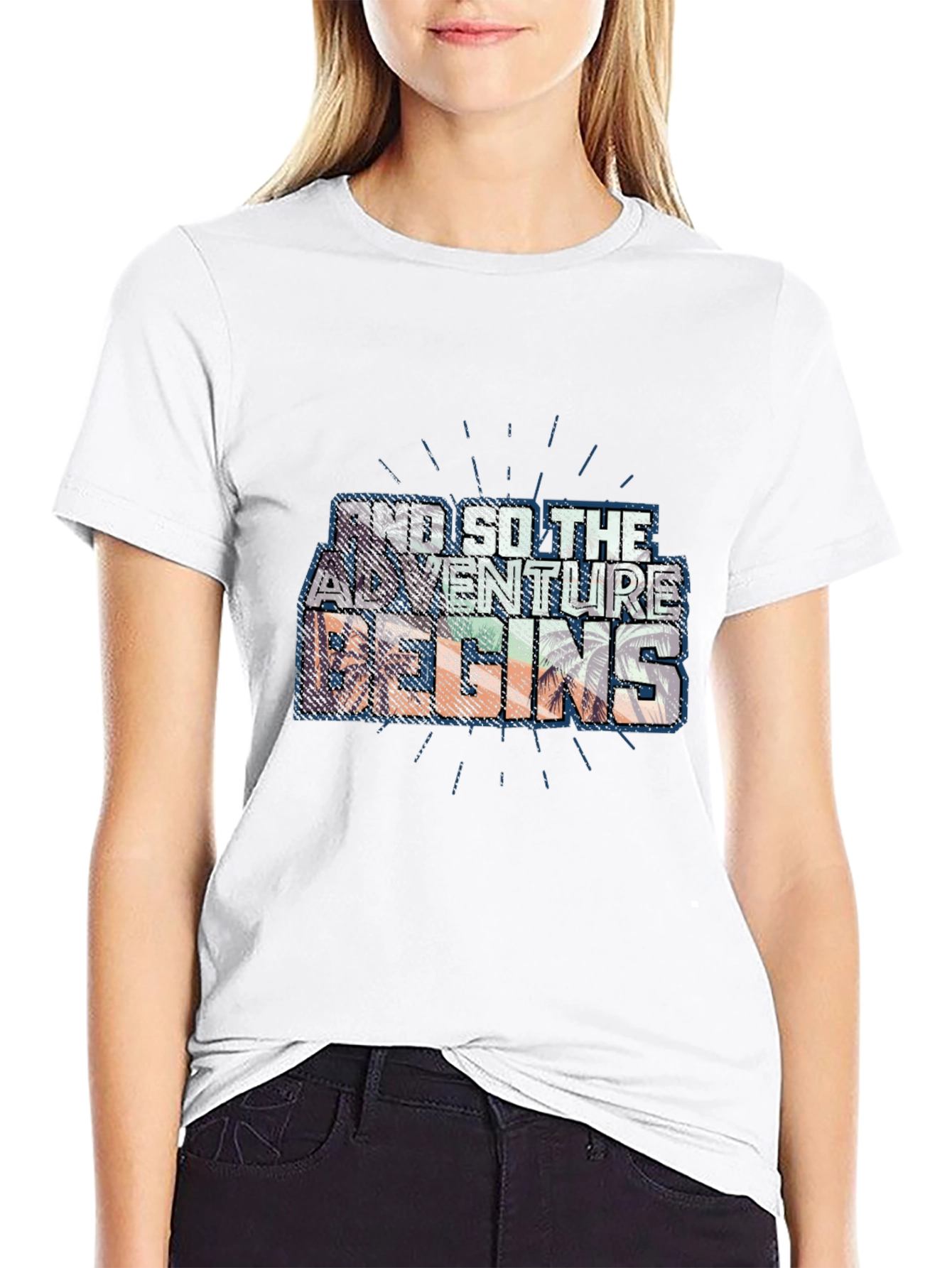 Adventure Begins Graphic Tee - Trendy Black T-Shirt