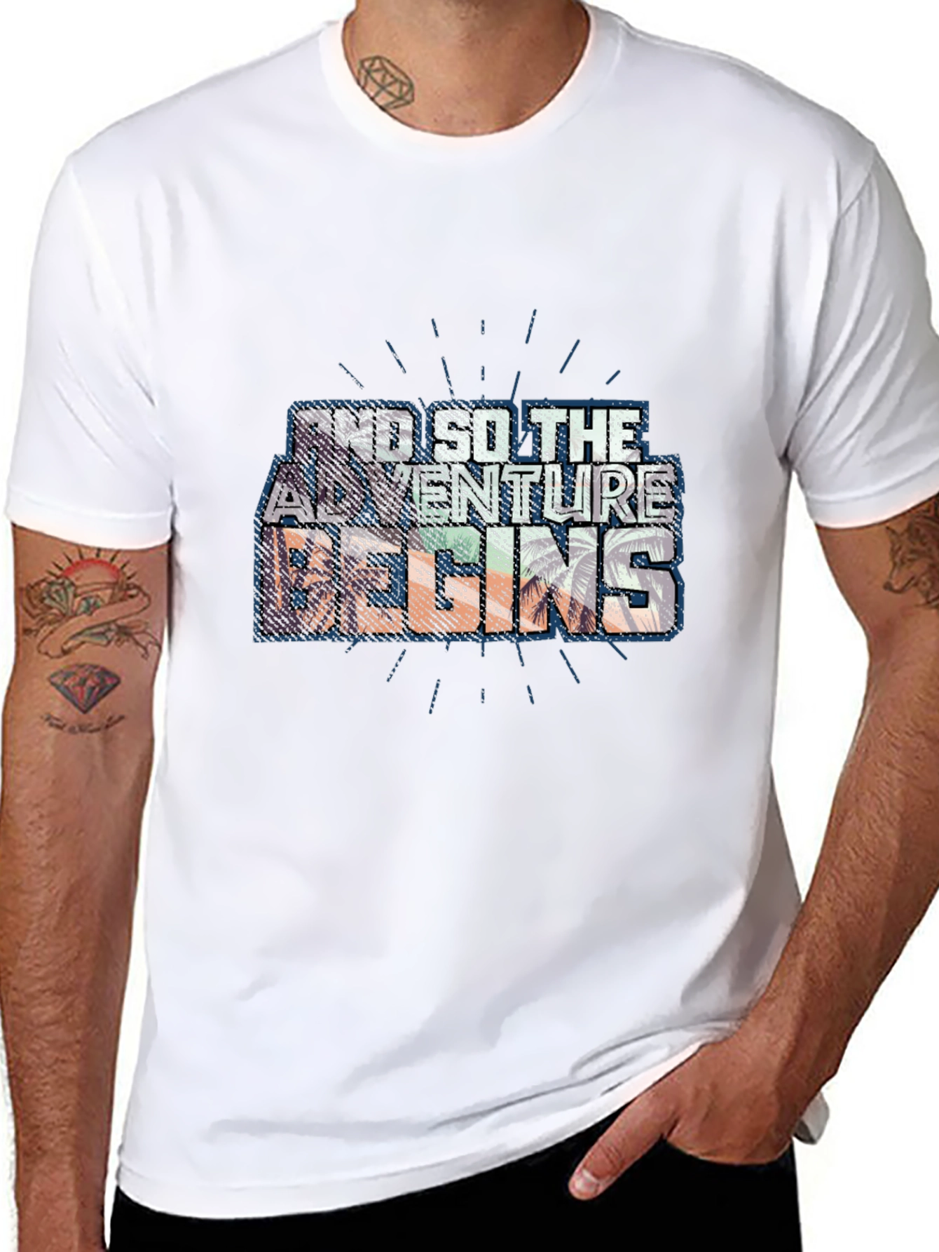 Adventure Begins Graphic Tee - Trendy Black T-Shirt
