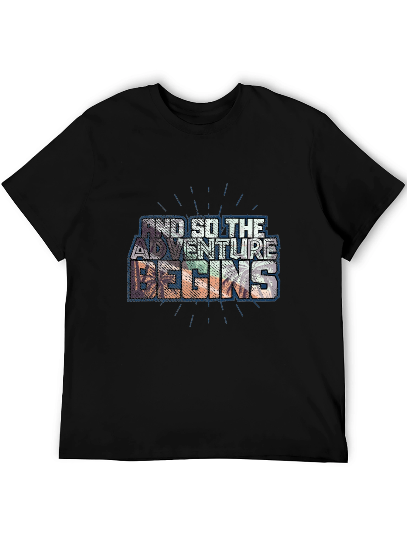Adventure Begins Graphic Tee - Trendy Black T-Shirt