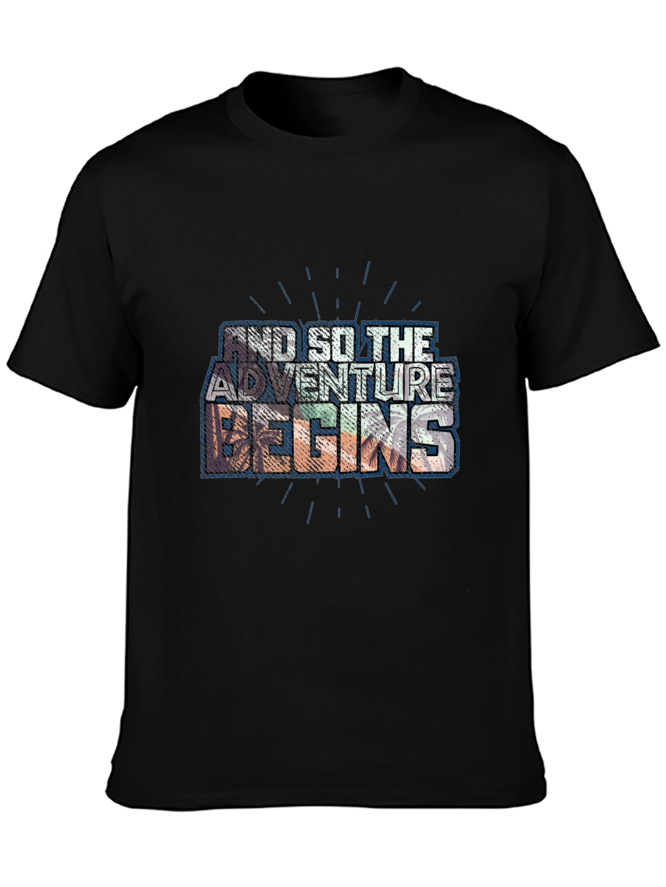 Adventure Begins Graphic Tee - Trendy Black T-Shirt