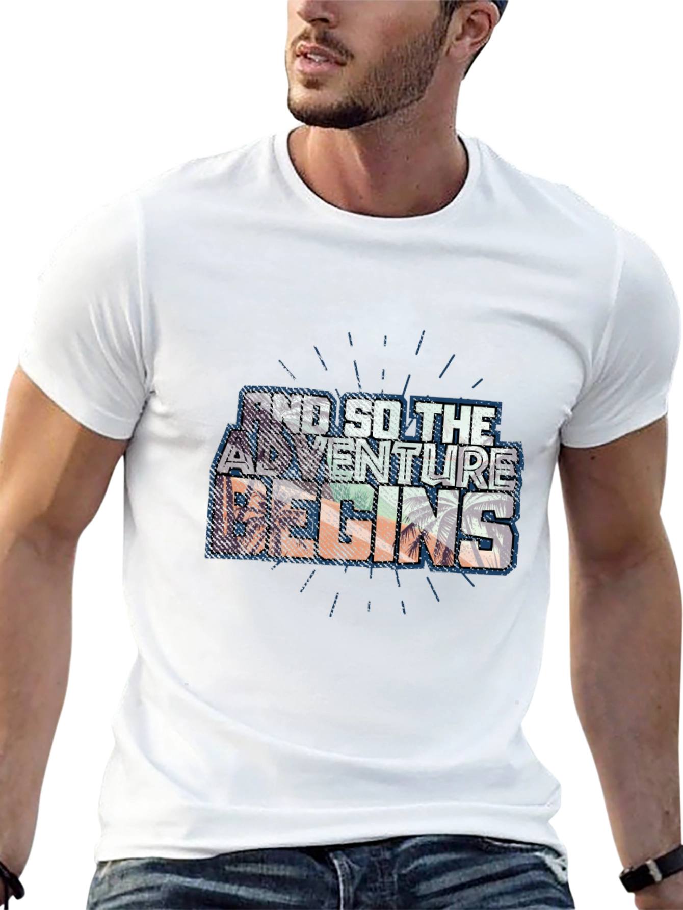 Adventure Begins Graphic Tee - Trendy Black T-Shirt