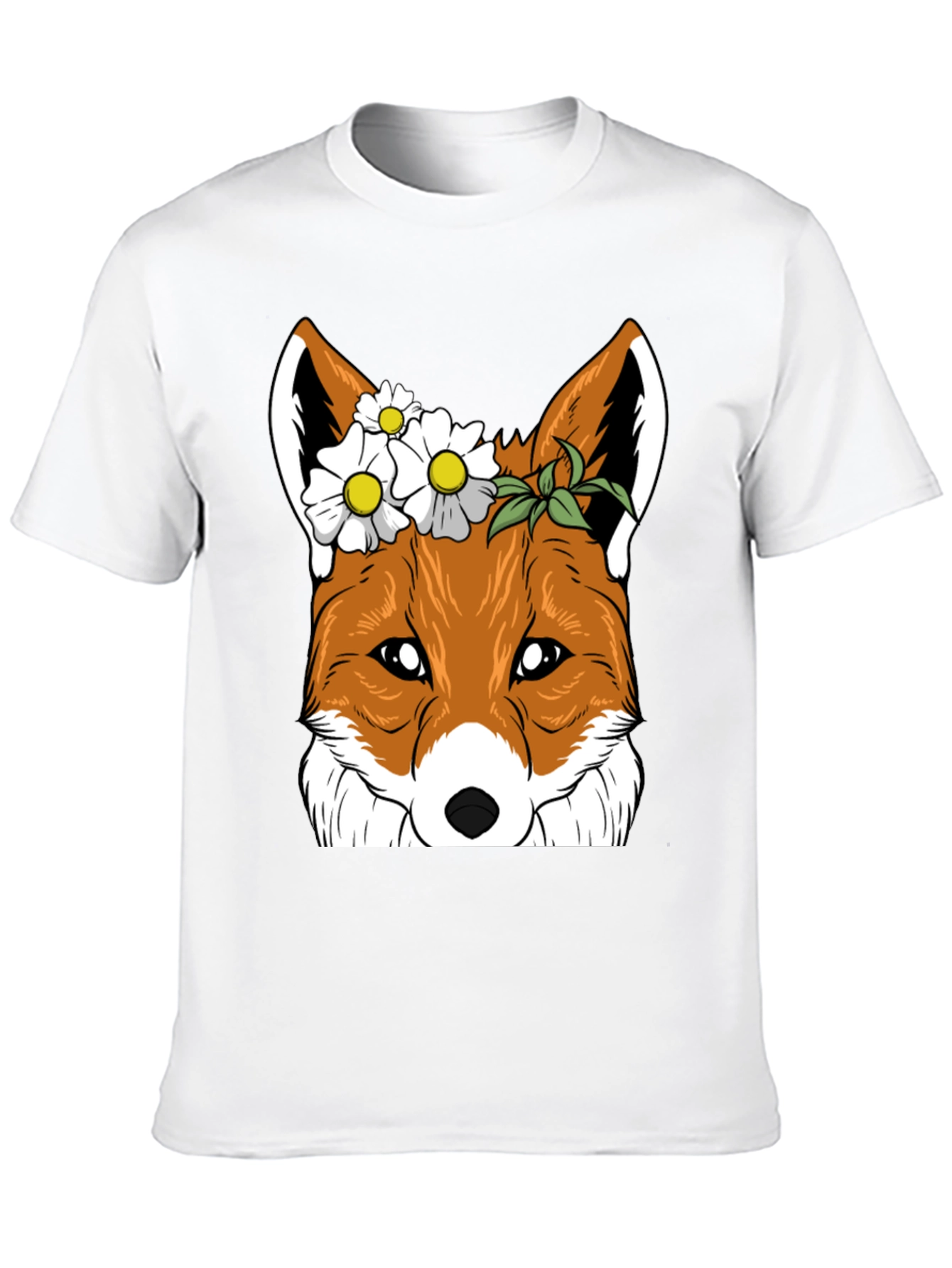 Floral Fox Graphic Tee - Unisex Black T-Shirt