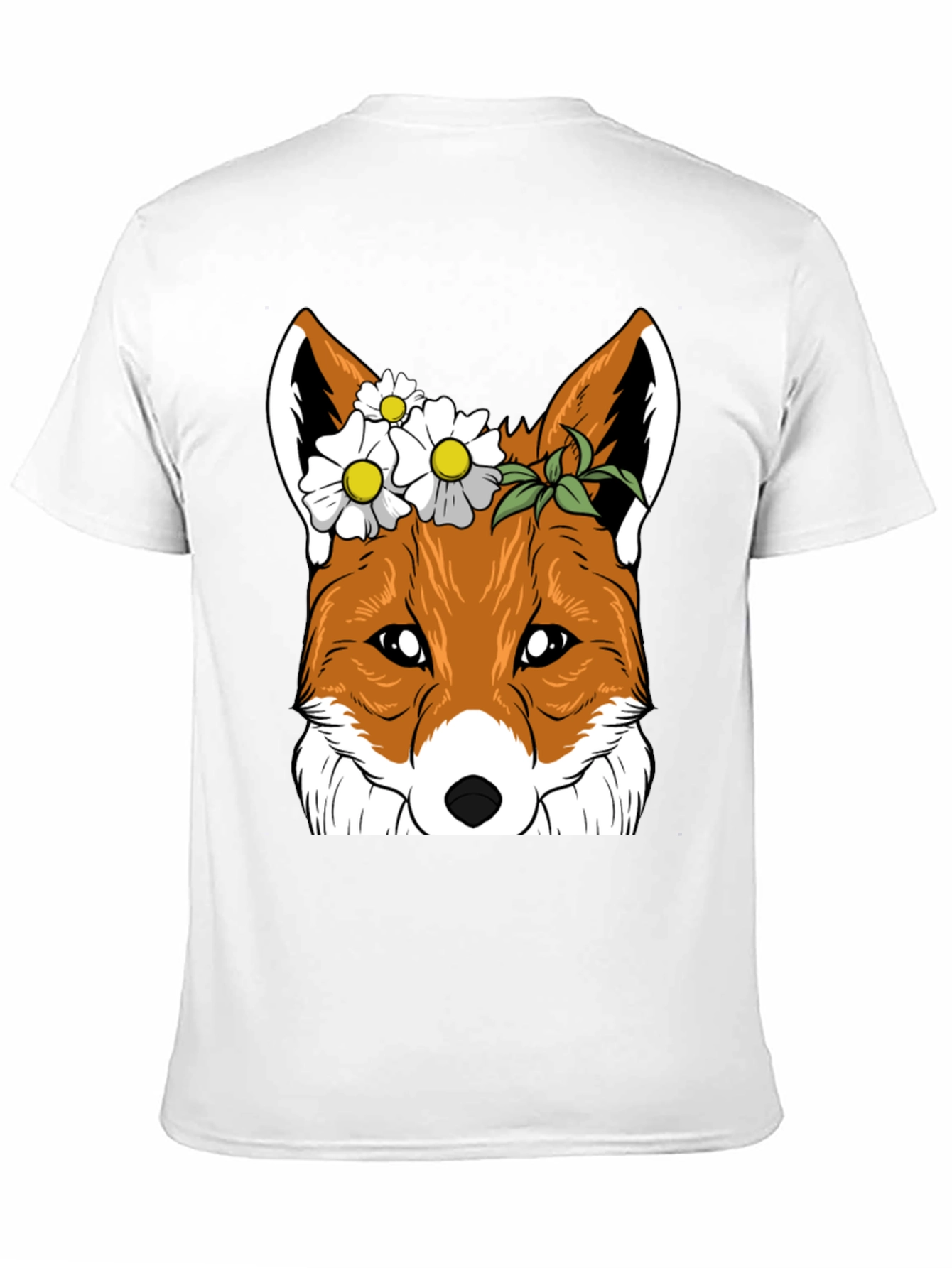 Floral Fox Graphic Tee - Unisex Black T-Shirt