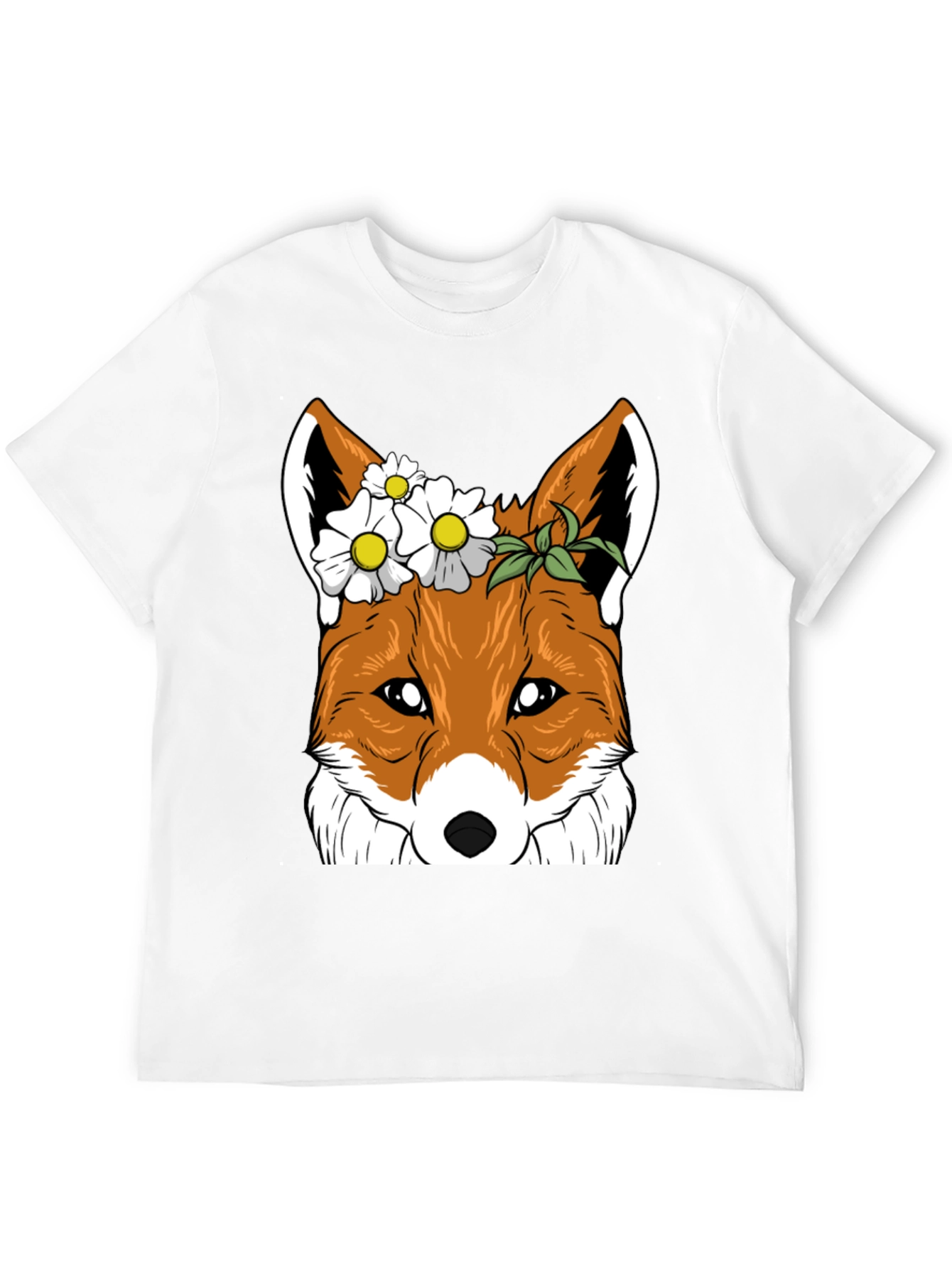 Floral Fox Graphic Tee - Unisex Black T-Shirt