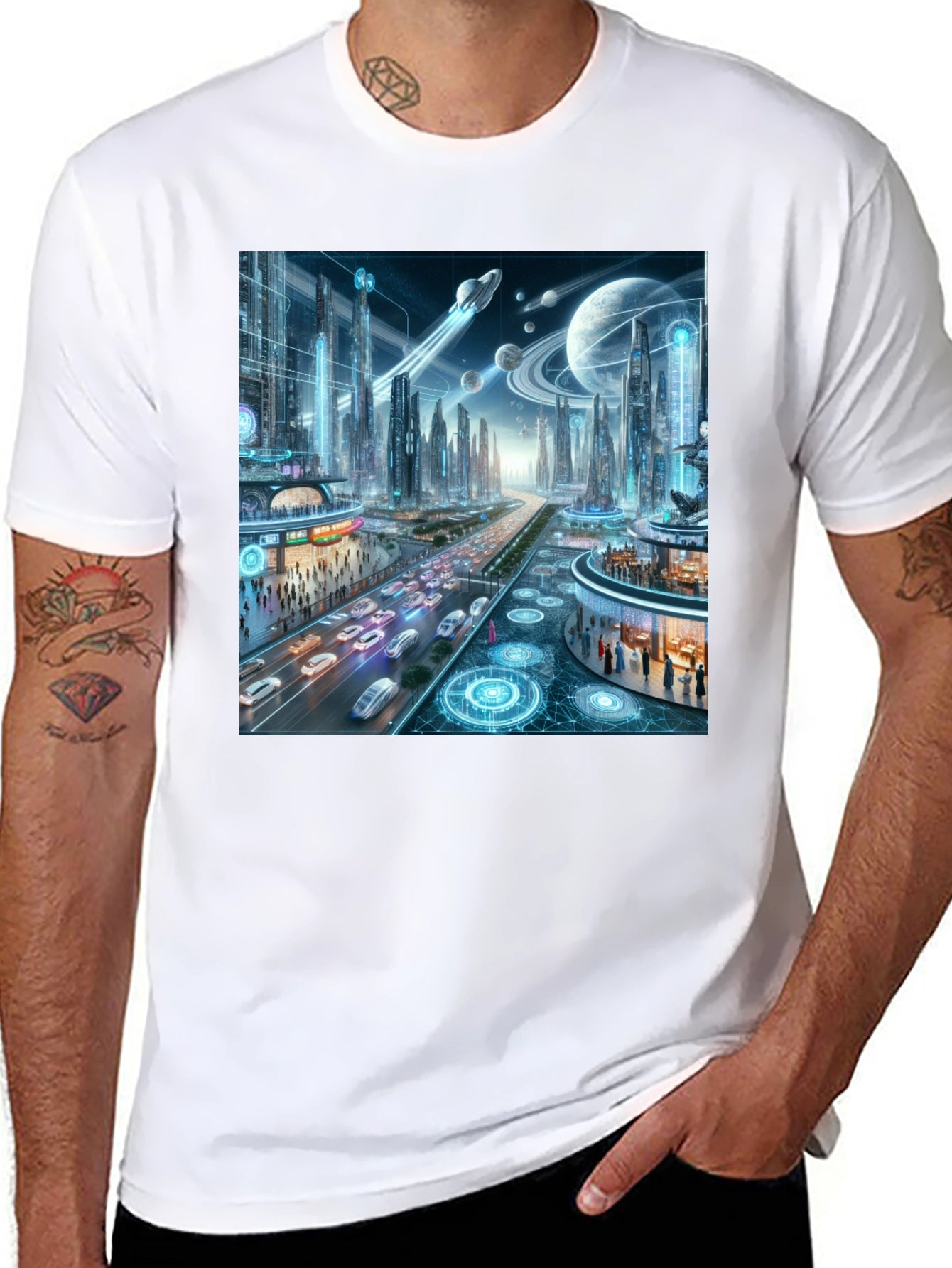 Futuristic Cityscape Graphic Tee