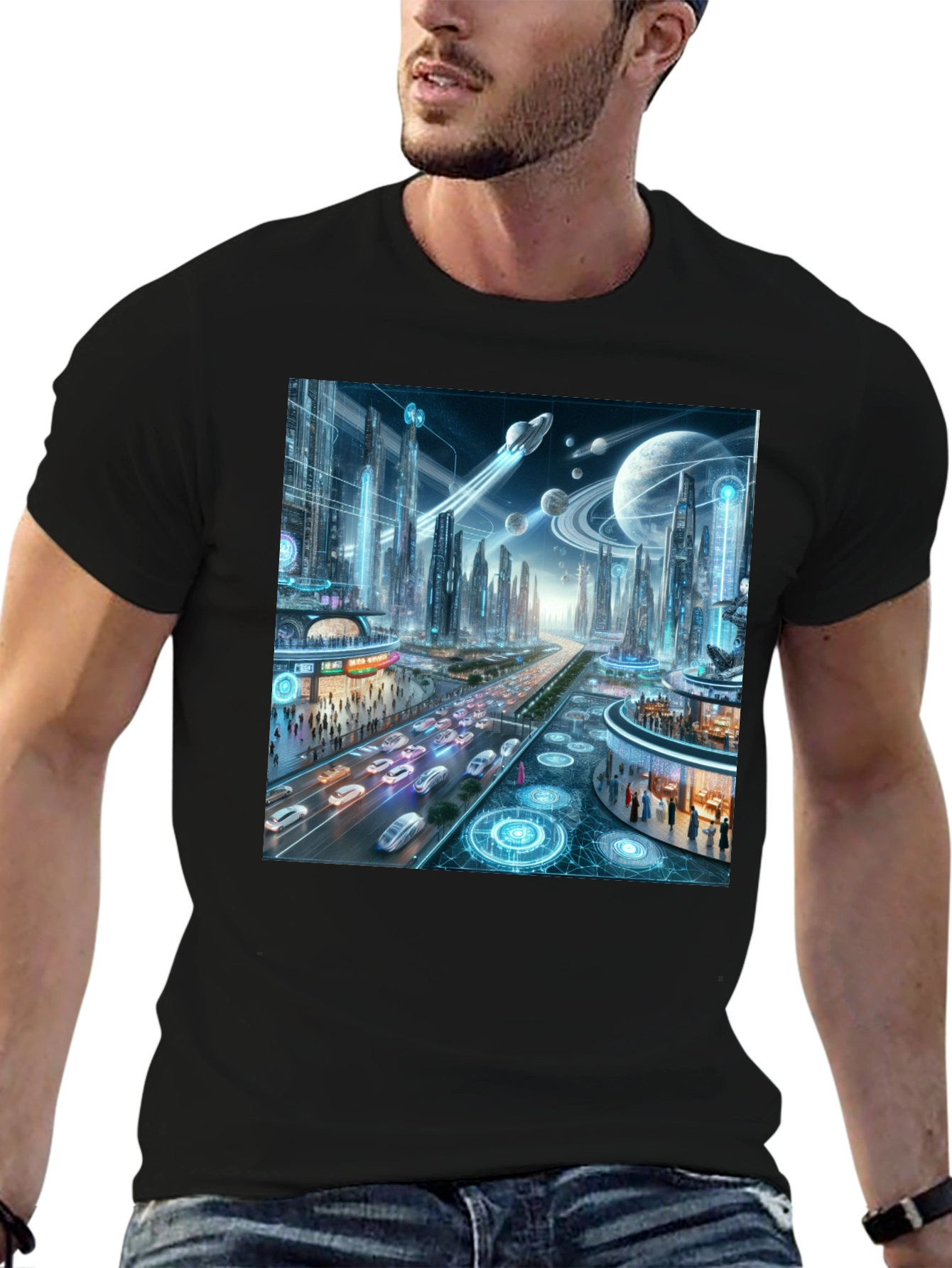 Futuristic Cityscape Graphic Tee